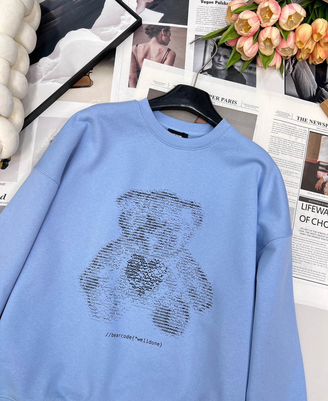 We11done 테디베어 스카이 블루 맨투맨 16