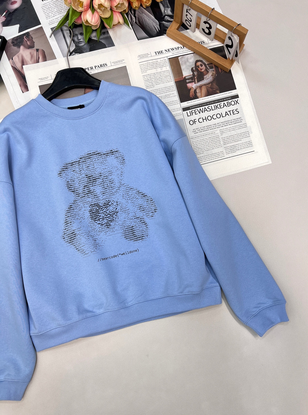 We11done 테디베어 스카이 블루 맨투맨 18