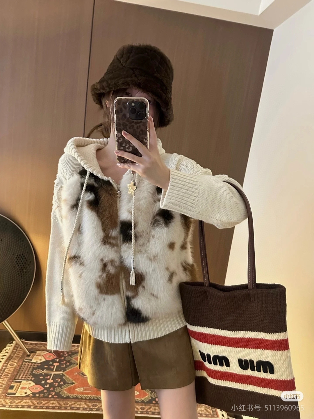 CELINE 셀린느 소가죽 배색 후드 니트 집업 2