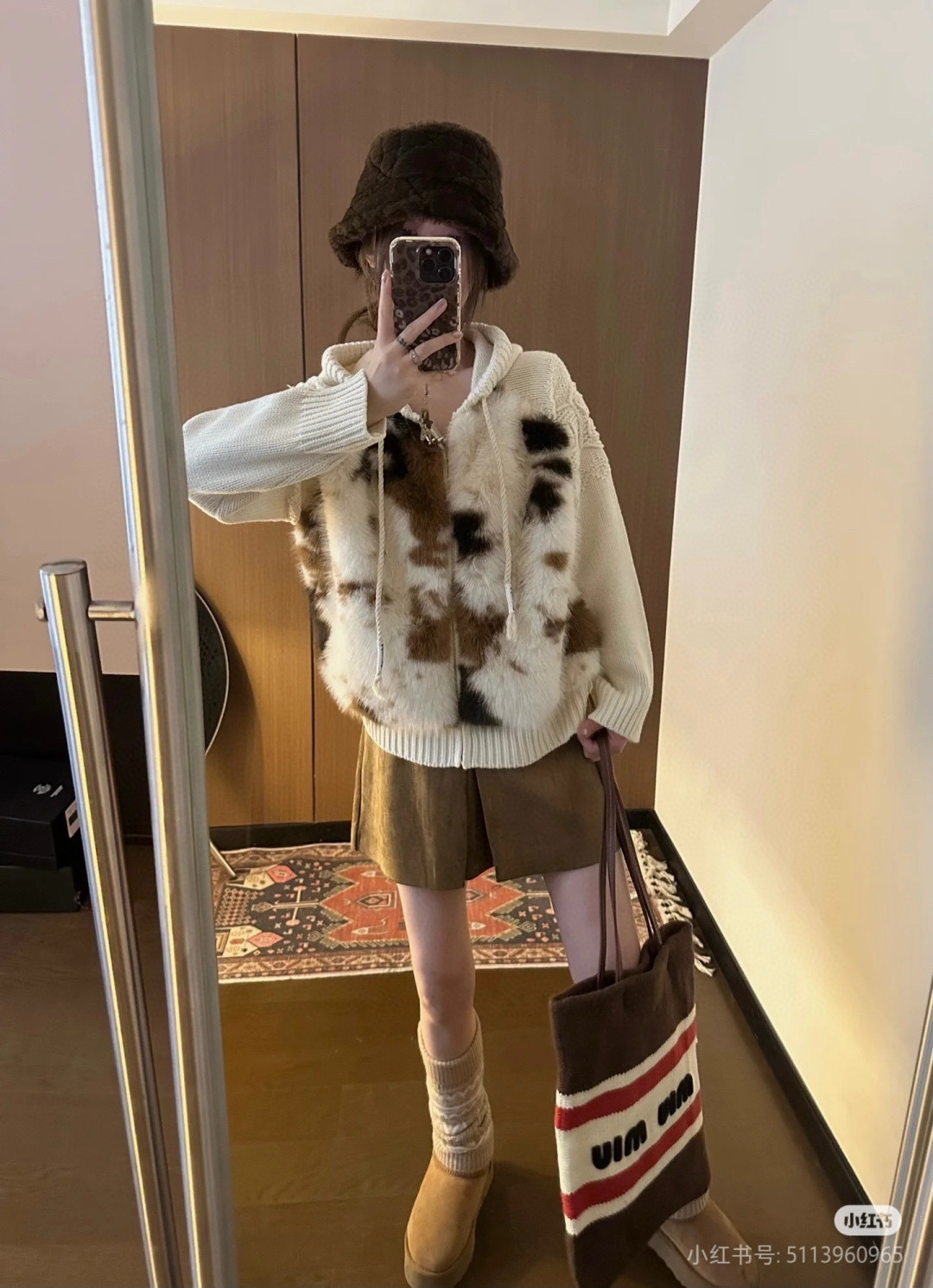 CELINE 셀린느 소가죽 배색 후드 니트 집업 3