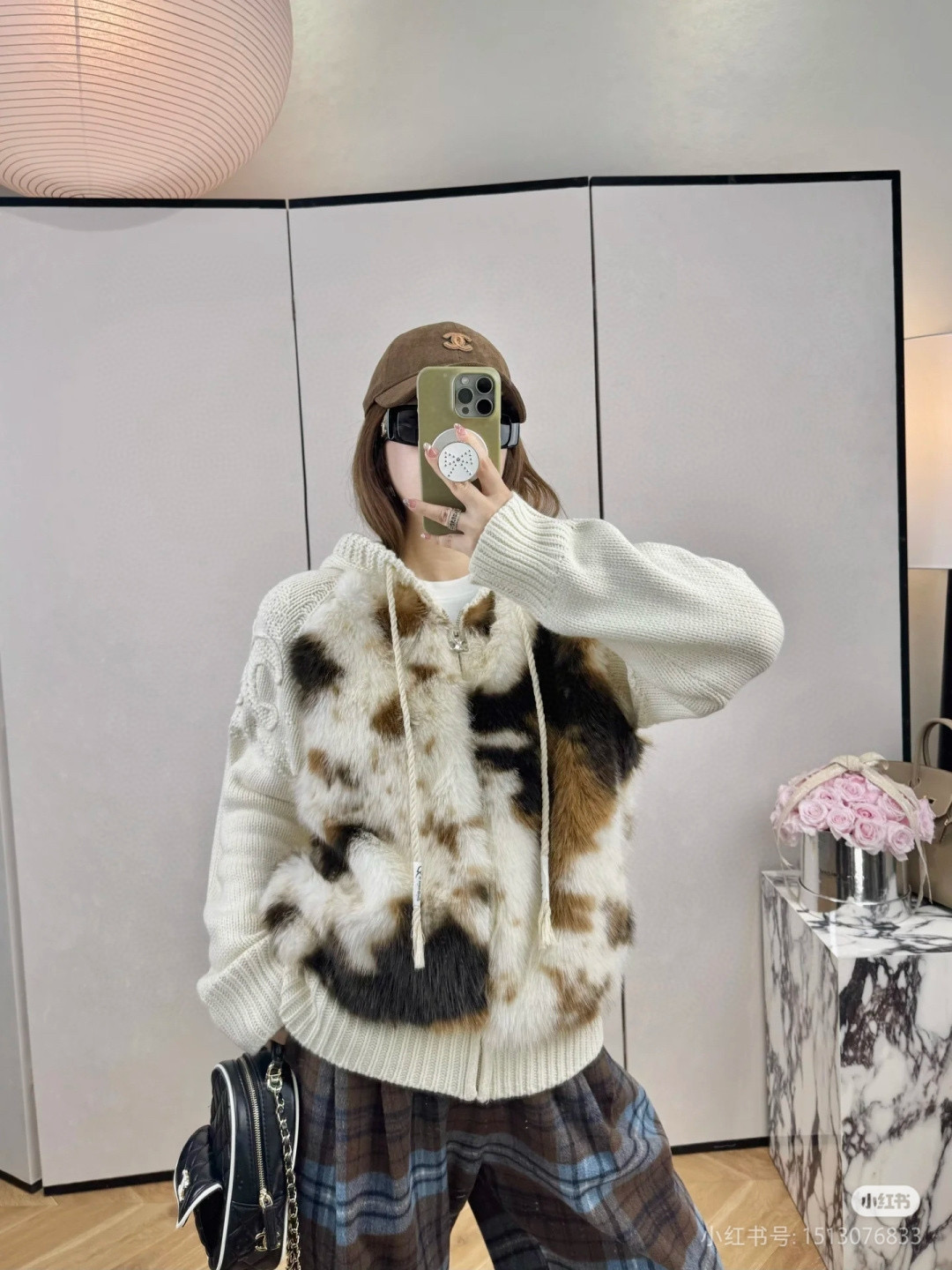 CELINE 셀린느 소가죽 배색 후드 니트 집업 5