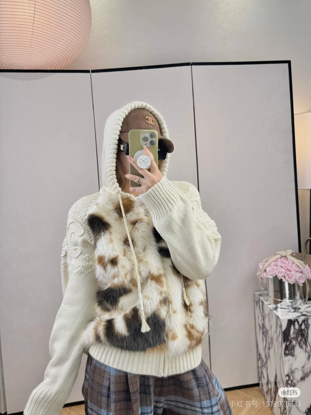 CELINE 셀린느 소가죽 배색 후드 니트 집업 6