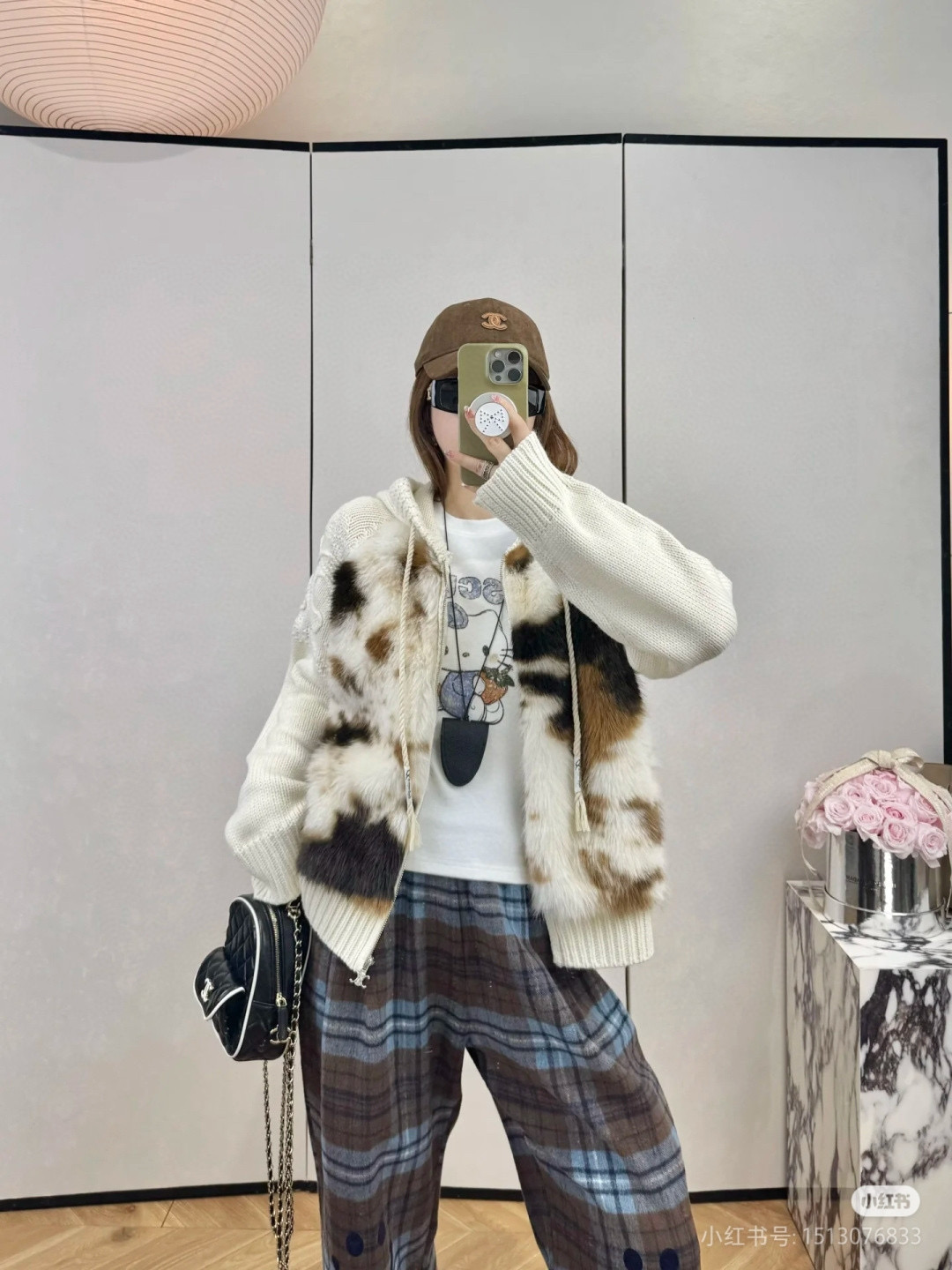 CELINE 셀린느 소가죽 배색 후드 니트 집업 8