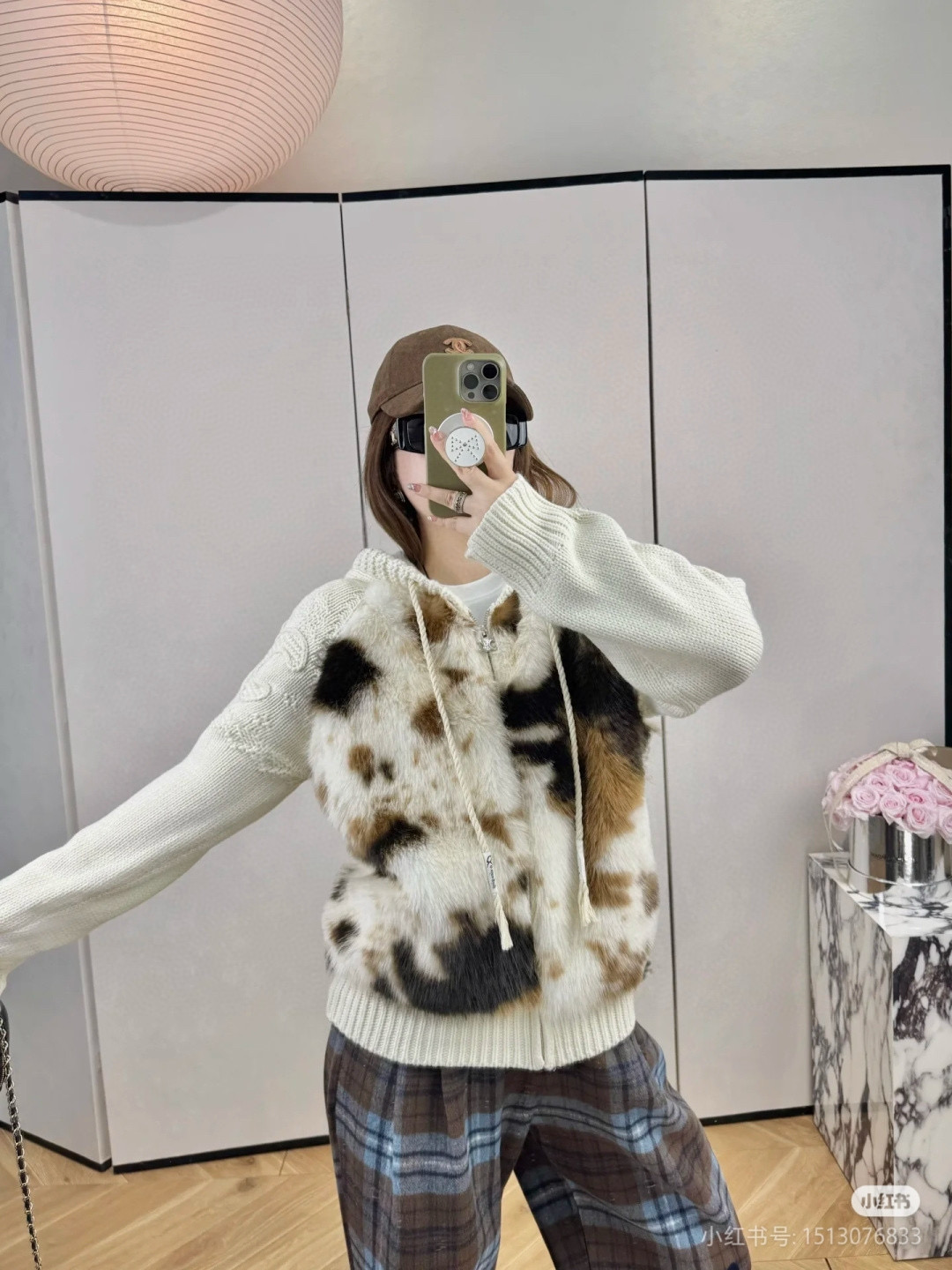 CELINE 셀린느 소가죽 배색 후드 니트 집업 9