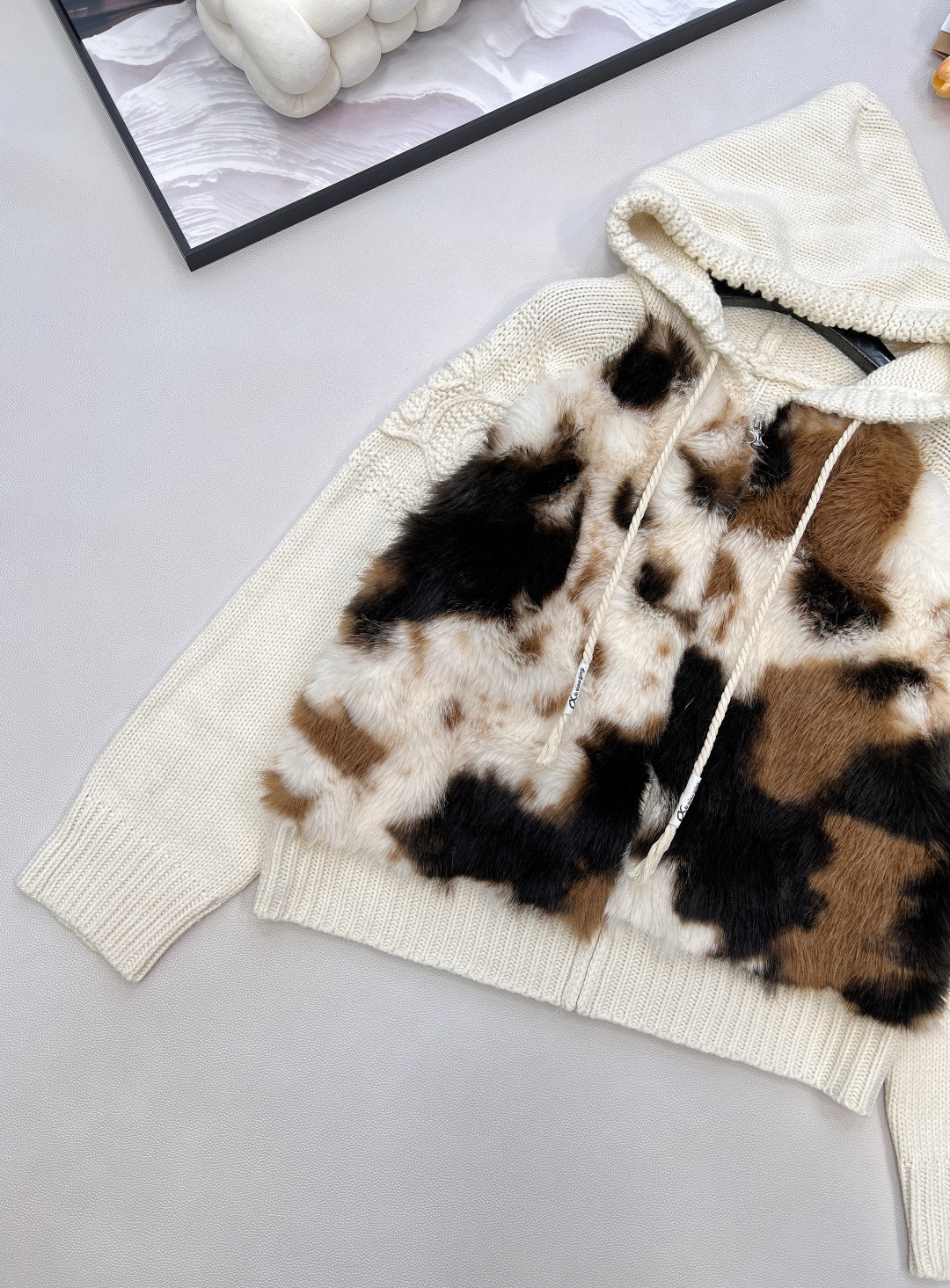 CELINE 셀린느 소가죽 배색 후드 니트 집업 16