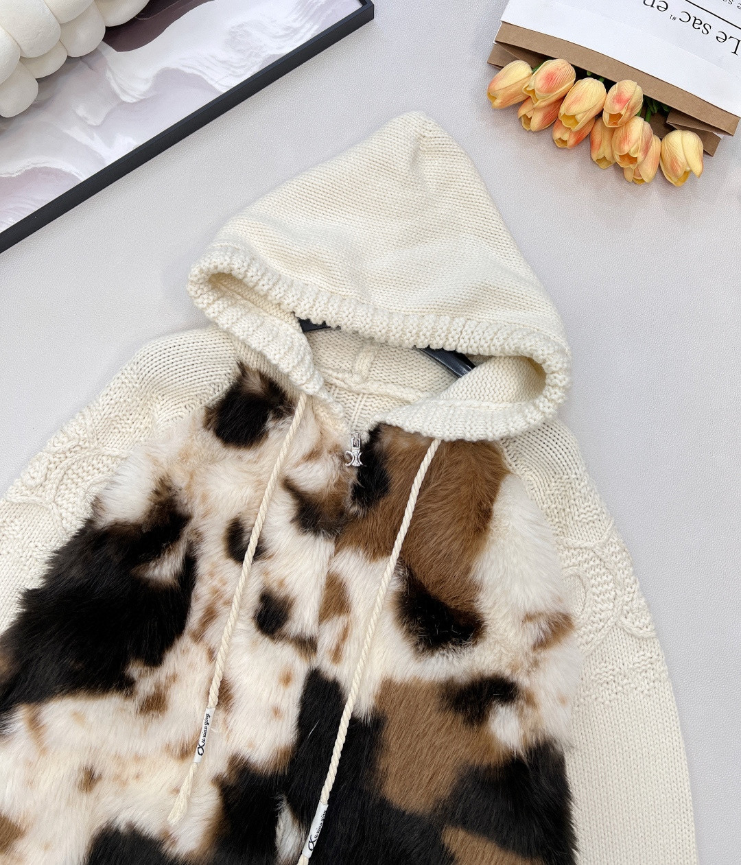 CELINE 셀린느 소가죽 배색 후드 니트 집업 17