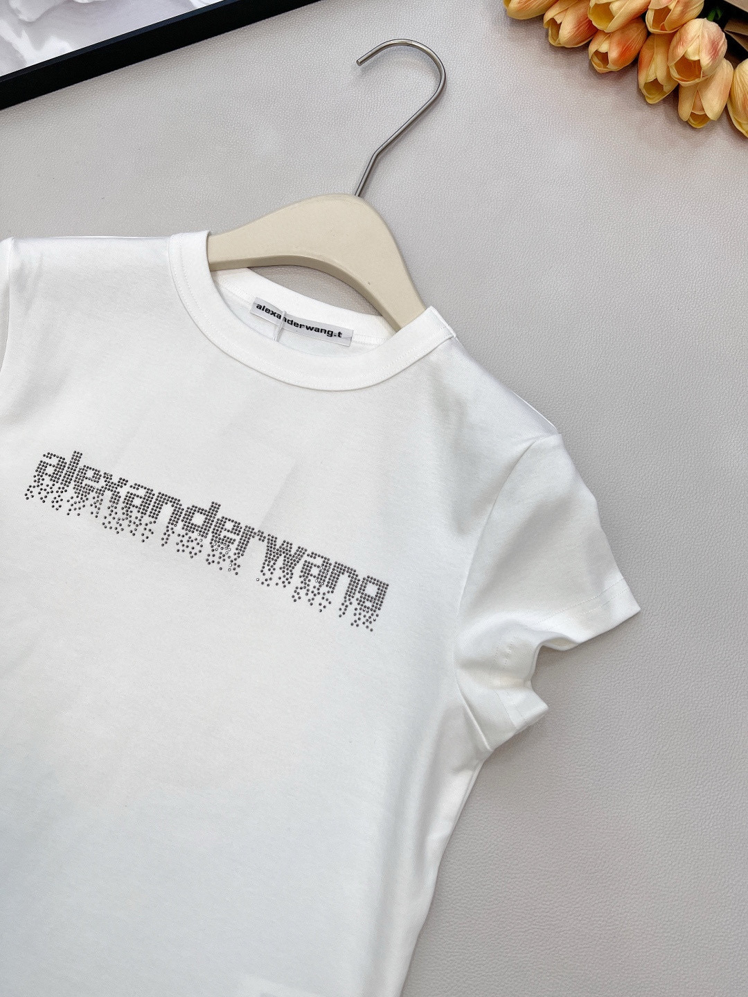 Alexander Wang 스톤 로고 크롭 반팔 티셔츠 14