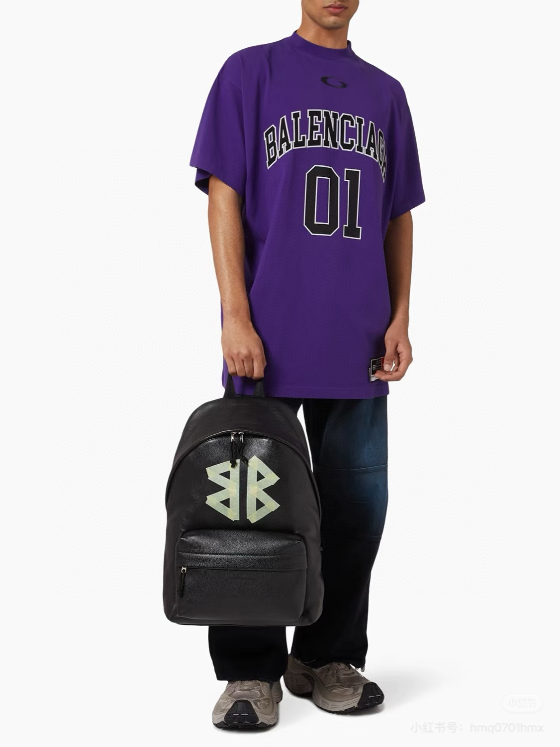 Balenciaga 발렌시아가 더블 B 로고 가죽 백팩 2