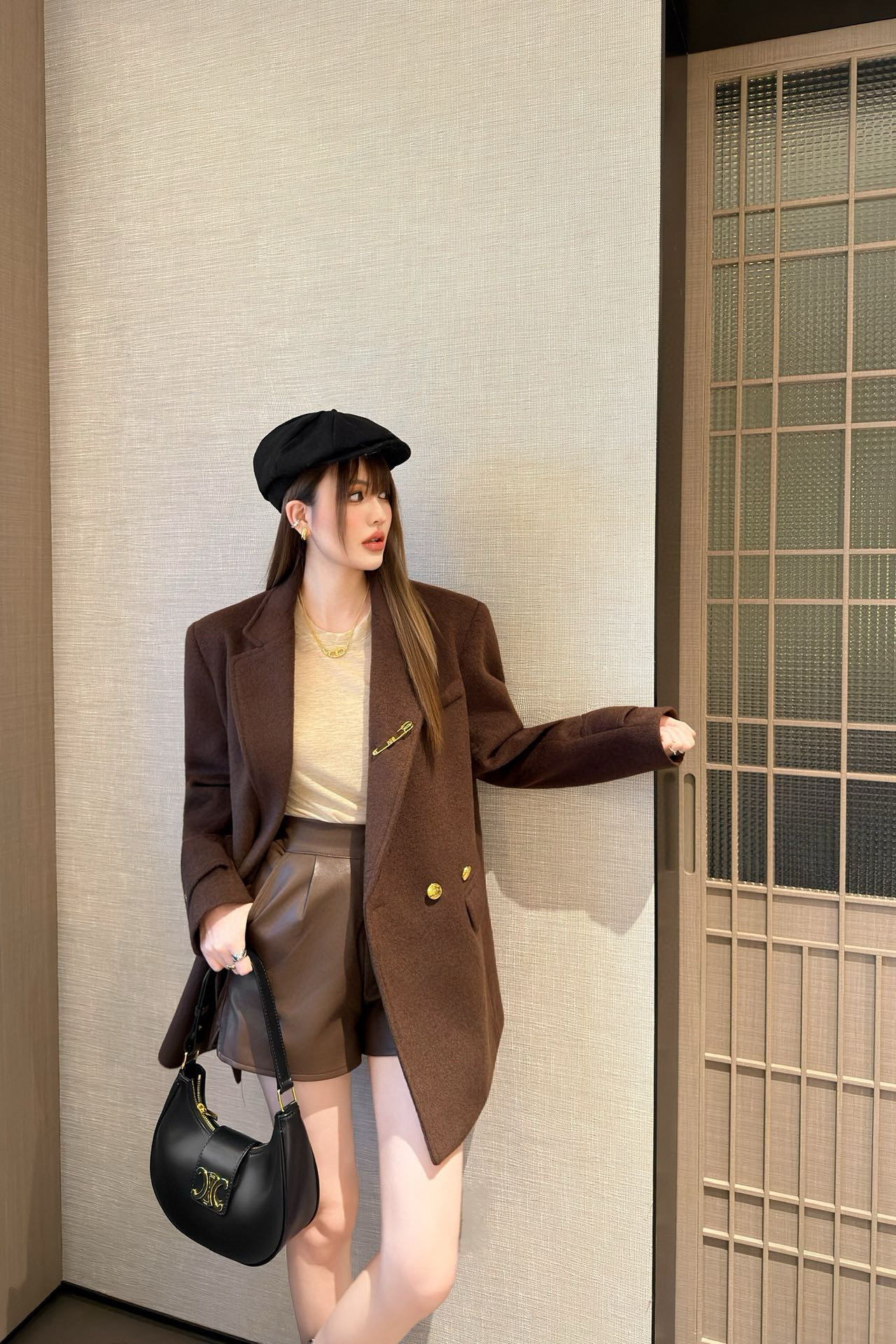 Celine 셀린느 브라운 울 혼방 골드 버튼 테일러드 자켓 4