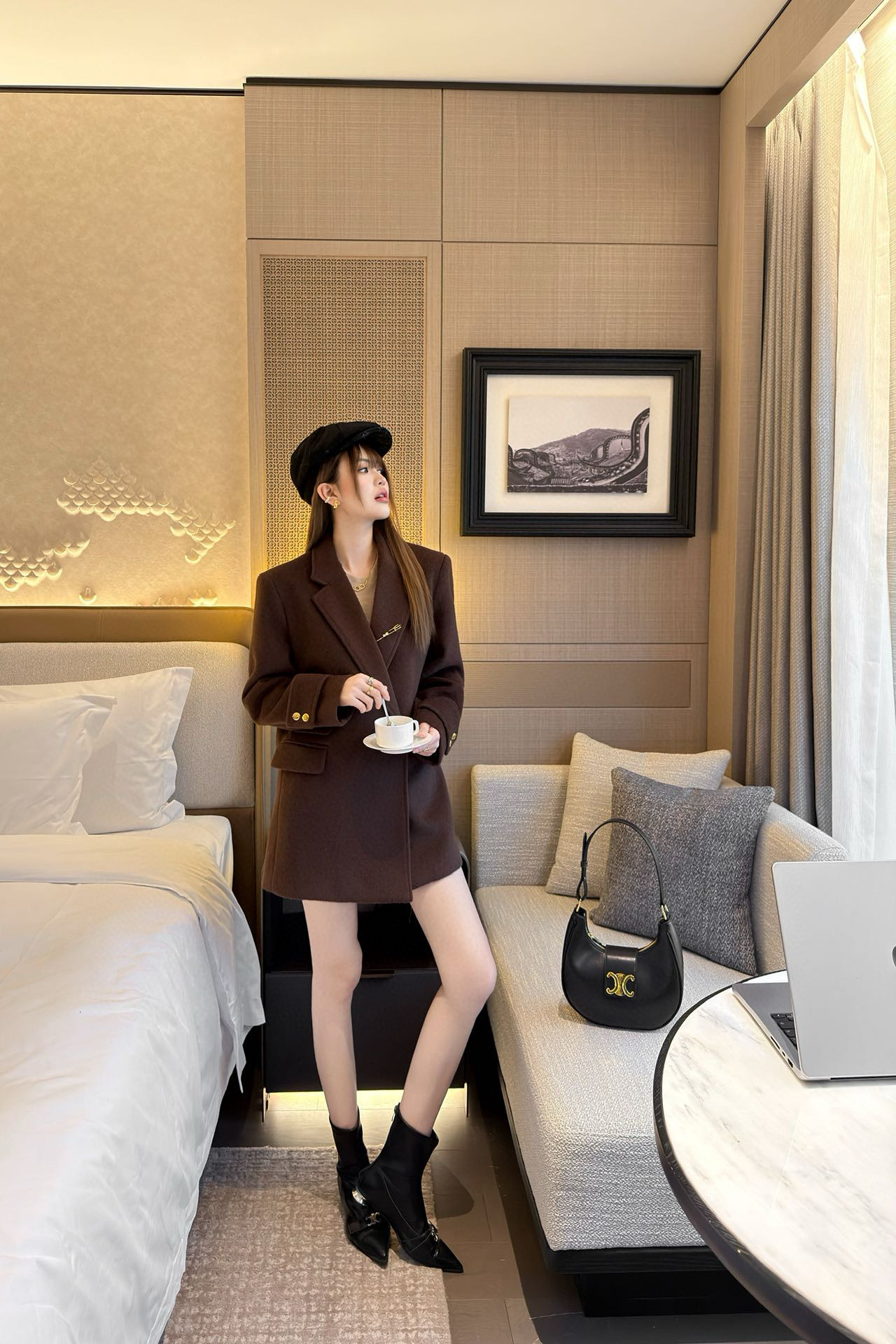 Celine 셀린느 브라운 울 혼방 골드 버튼 테일러드 자켓 5