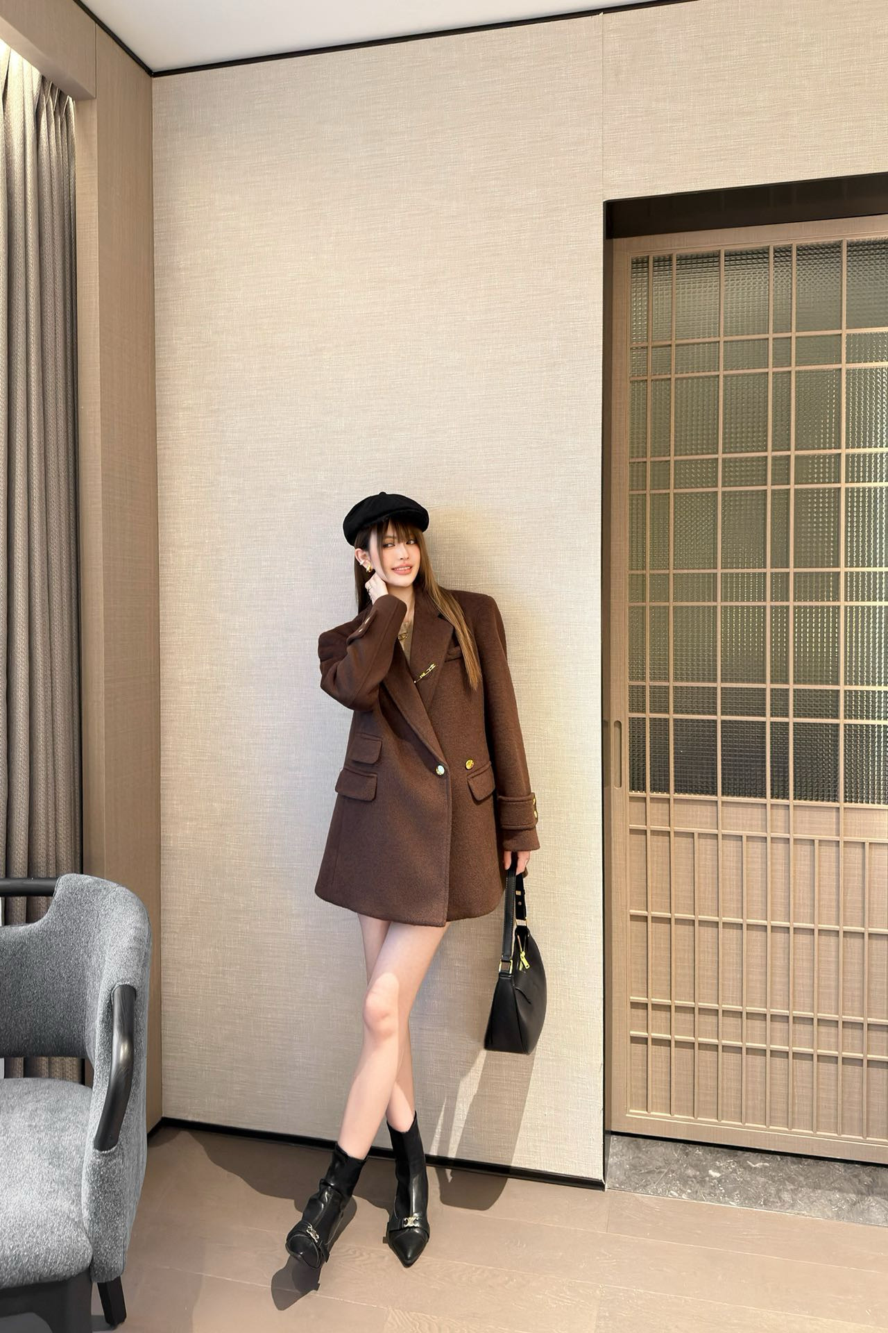 Celine 셀린느 브라운 울 혼방 골드 버튼 테일러드 자켓 6