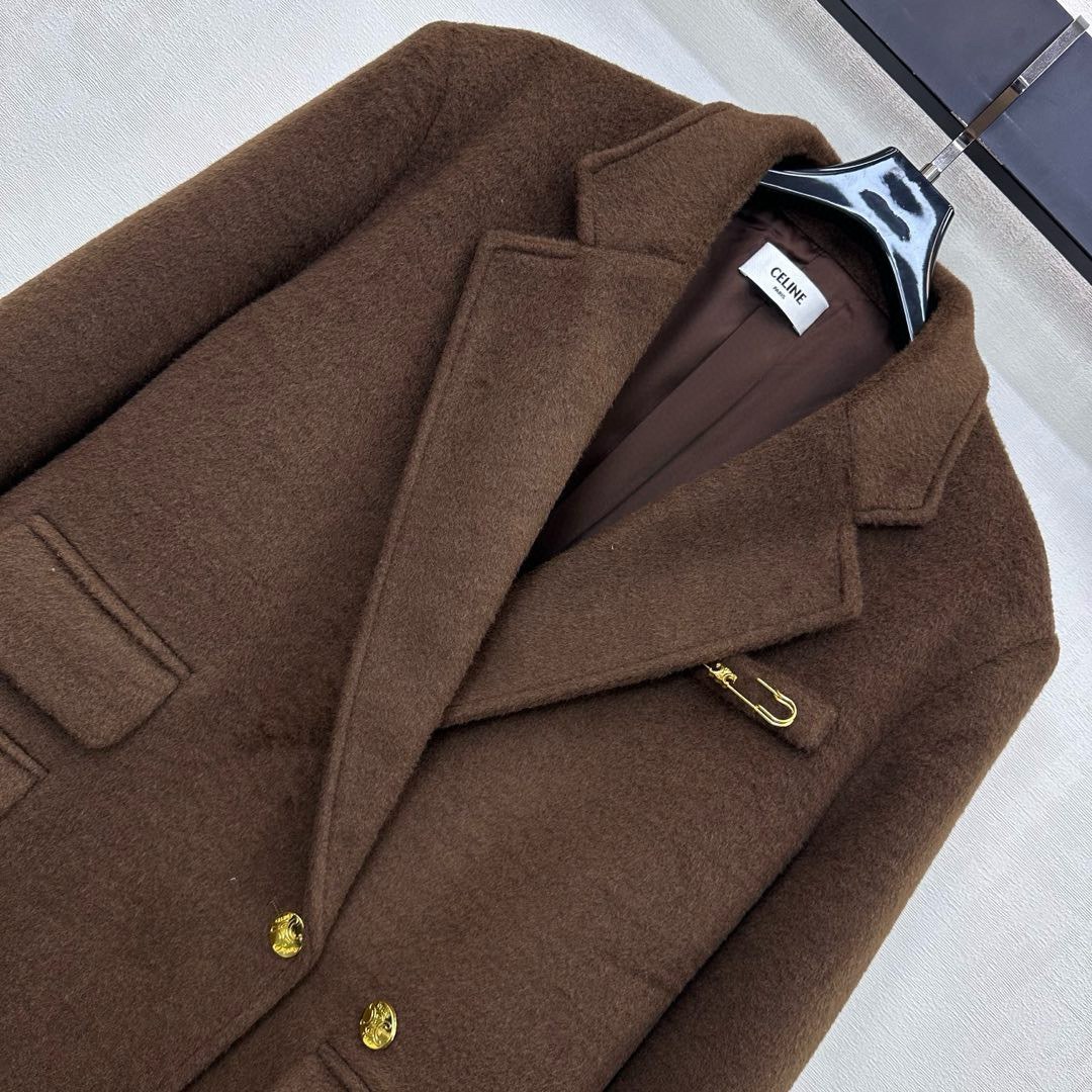 Celine 셀린느 브라운 울 혼방 골드 버튼 테일러드 자켓 11
