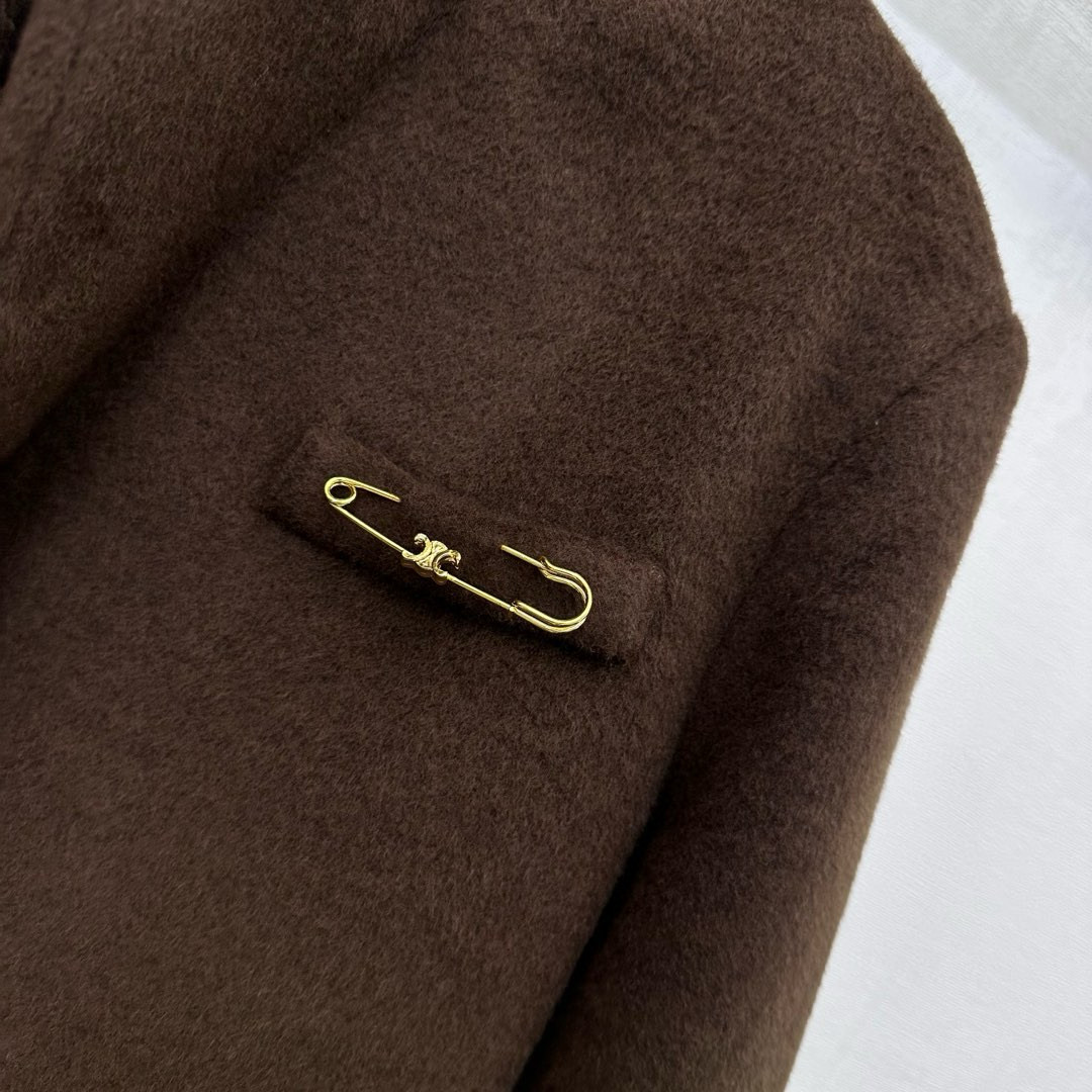 Celine 셀린느 브라운 울 혼방 골드 버튼 테일러드 자켓 12