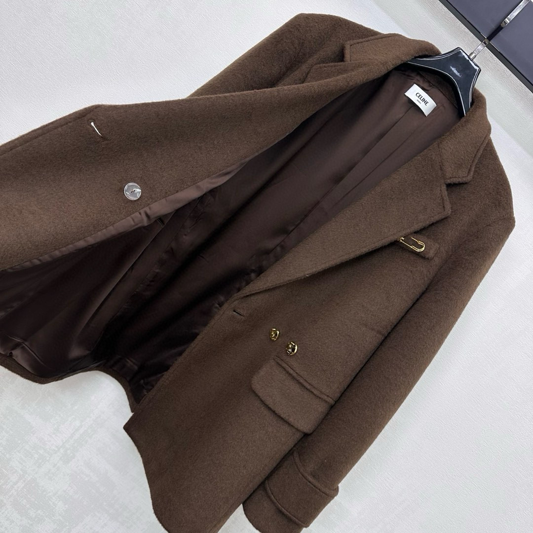 Celine 셀린느 브라운 울 혼방 골드 버튼 테일러드 자켓 14