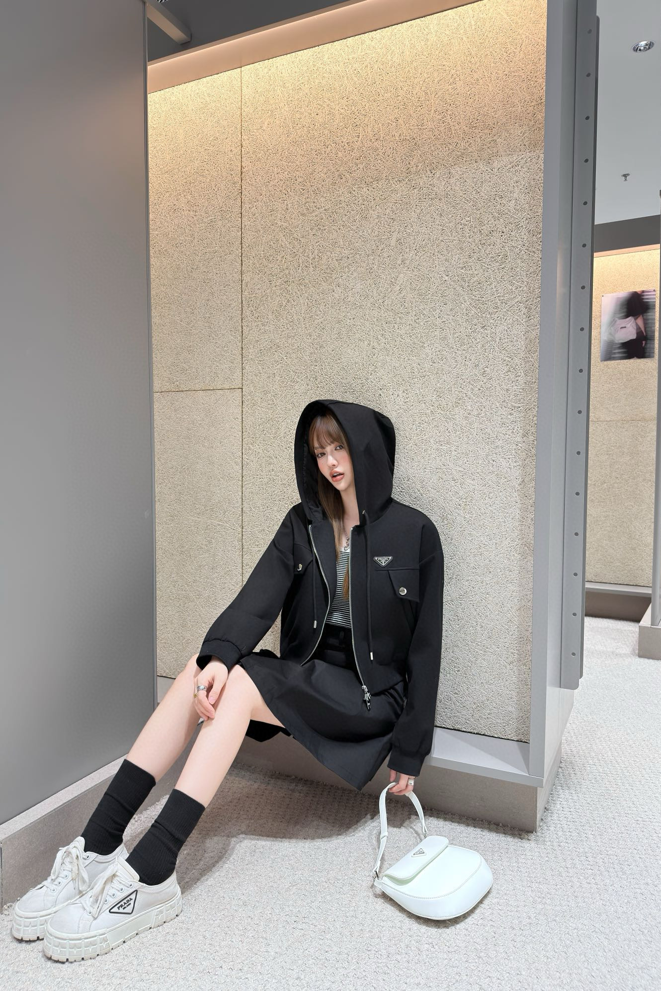 Prada 프라다 로고 패치 후드 집업 자켓 6