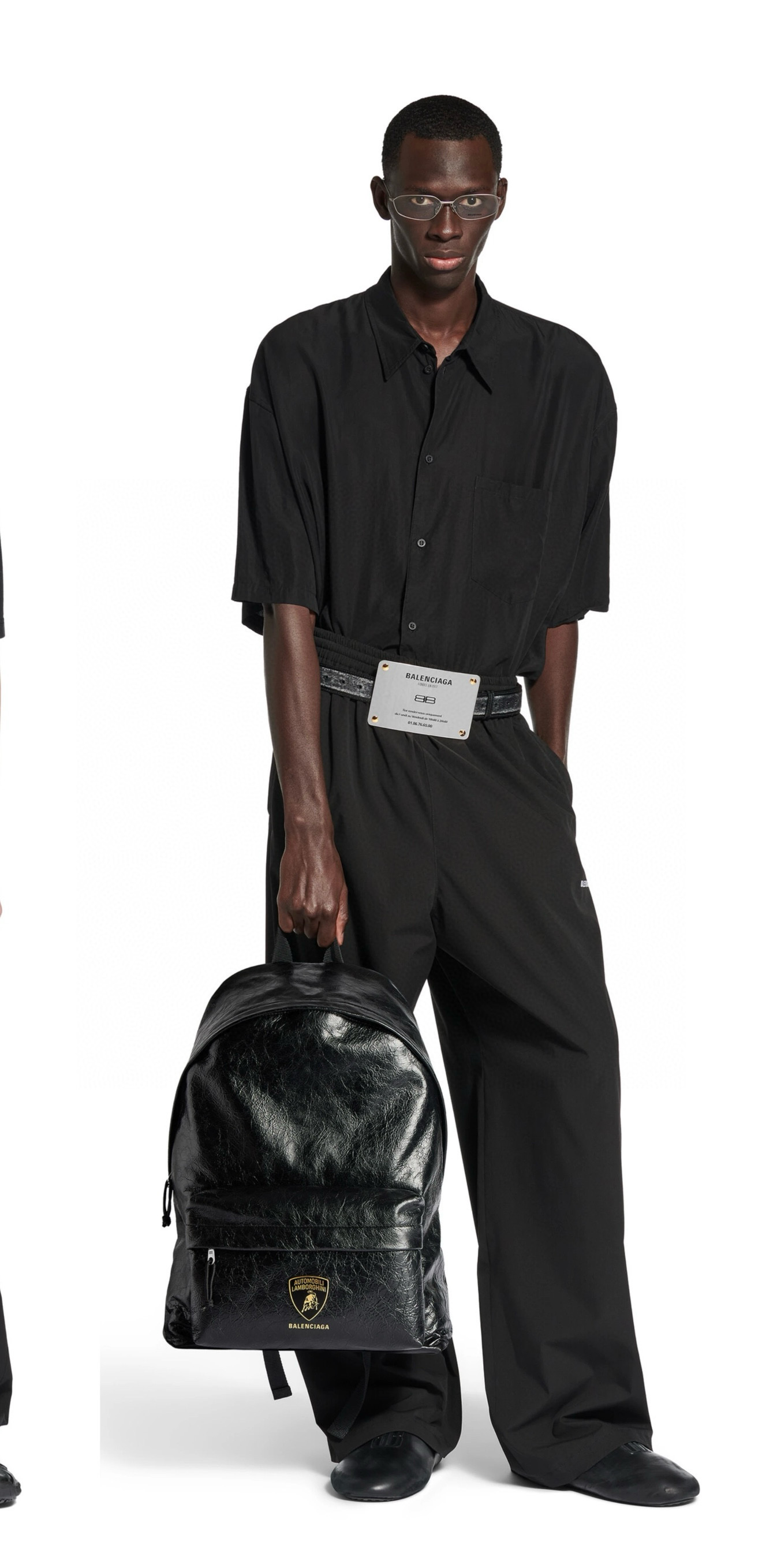 Balenciaga 발렌시아가 x Automobili Lamborghini 람보르기니 콜라보 블랙 레더 백팩 2