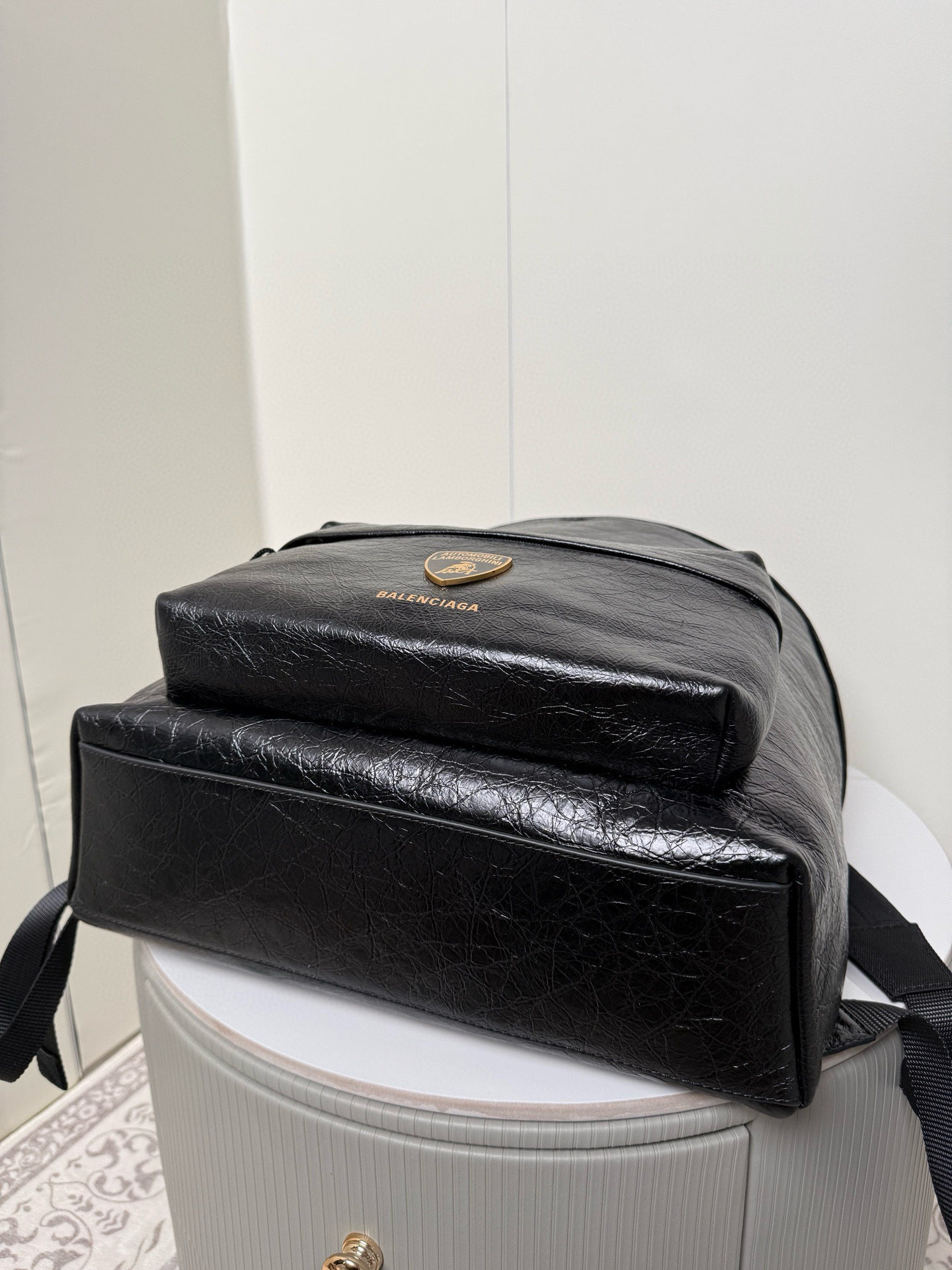 Balenciaga 발렌시아가 x Automobili Lamborghini 람보르기니 콜라보 블랙 레더 백팩 11