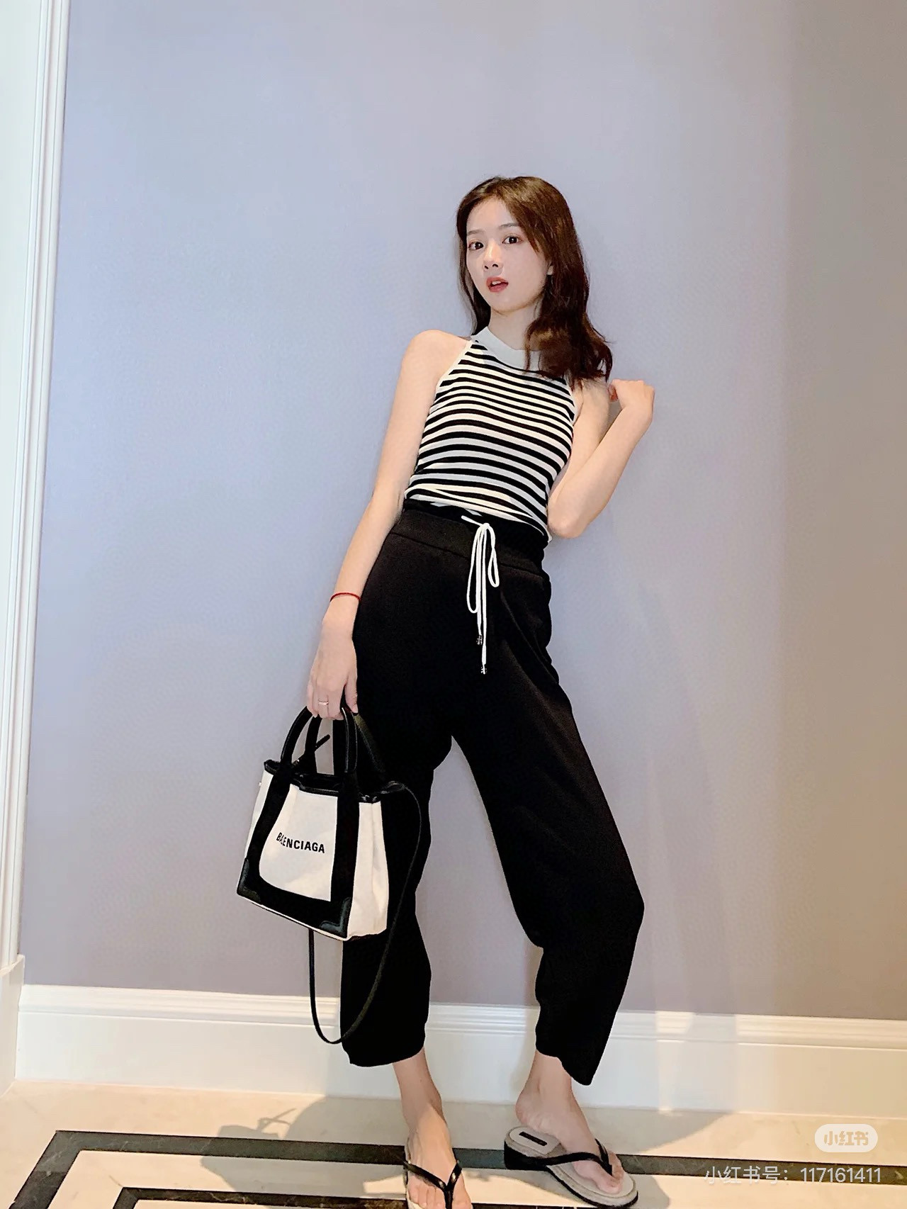 Balenciaga 발렌시아가 바렌시아가 네이비 카바스 XS 캔버스 토트백 4