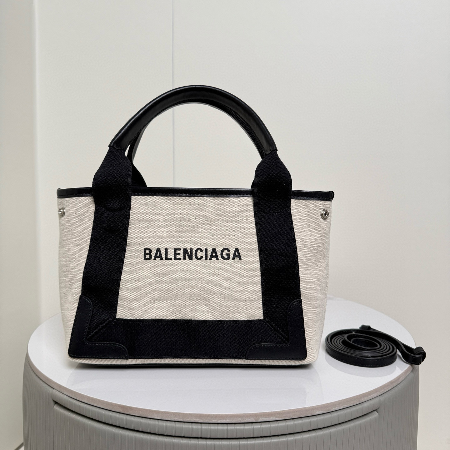 Balenciaga 발렌시아가 바렌시아가 네이비 카바스 XS 캔버스 토트백 8