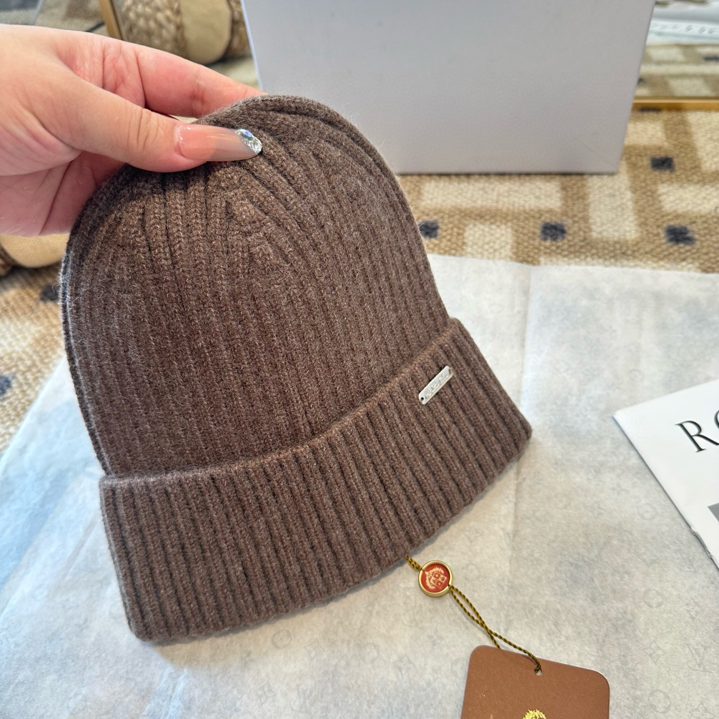 Loro Piana 로로피아나 캐시미어 골지 비니 4