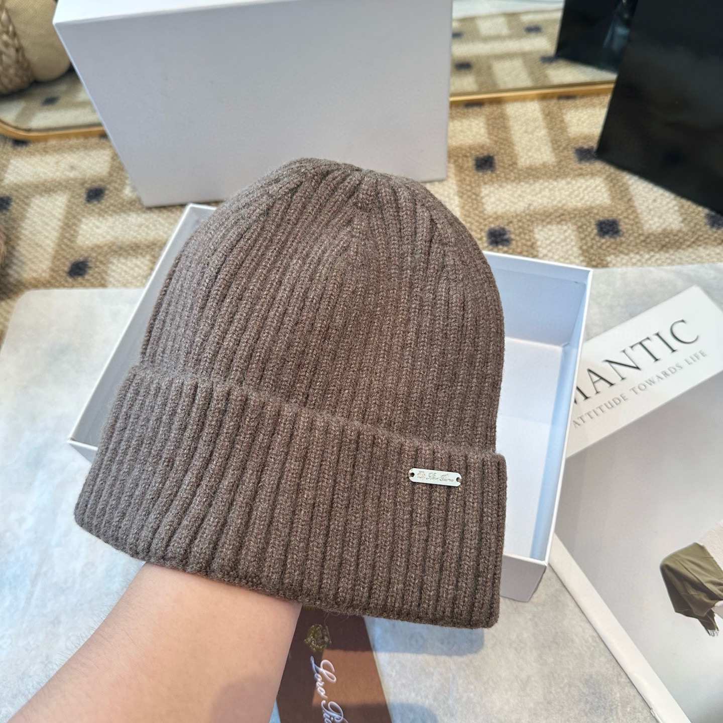 Loro Piana 로로피아나 캐시미어 골지 비니 9