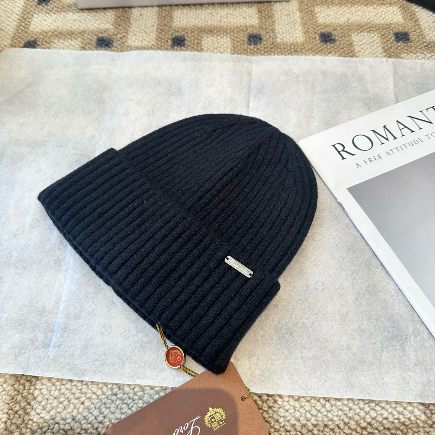 Loro Piana 리브드 울 비니 모자 2