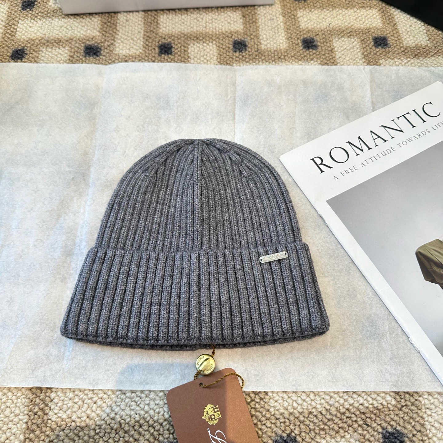 Loro Piana 로로피아나 클래식 골지 비니 모자 1