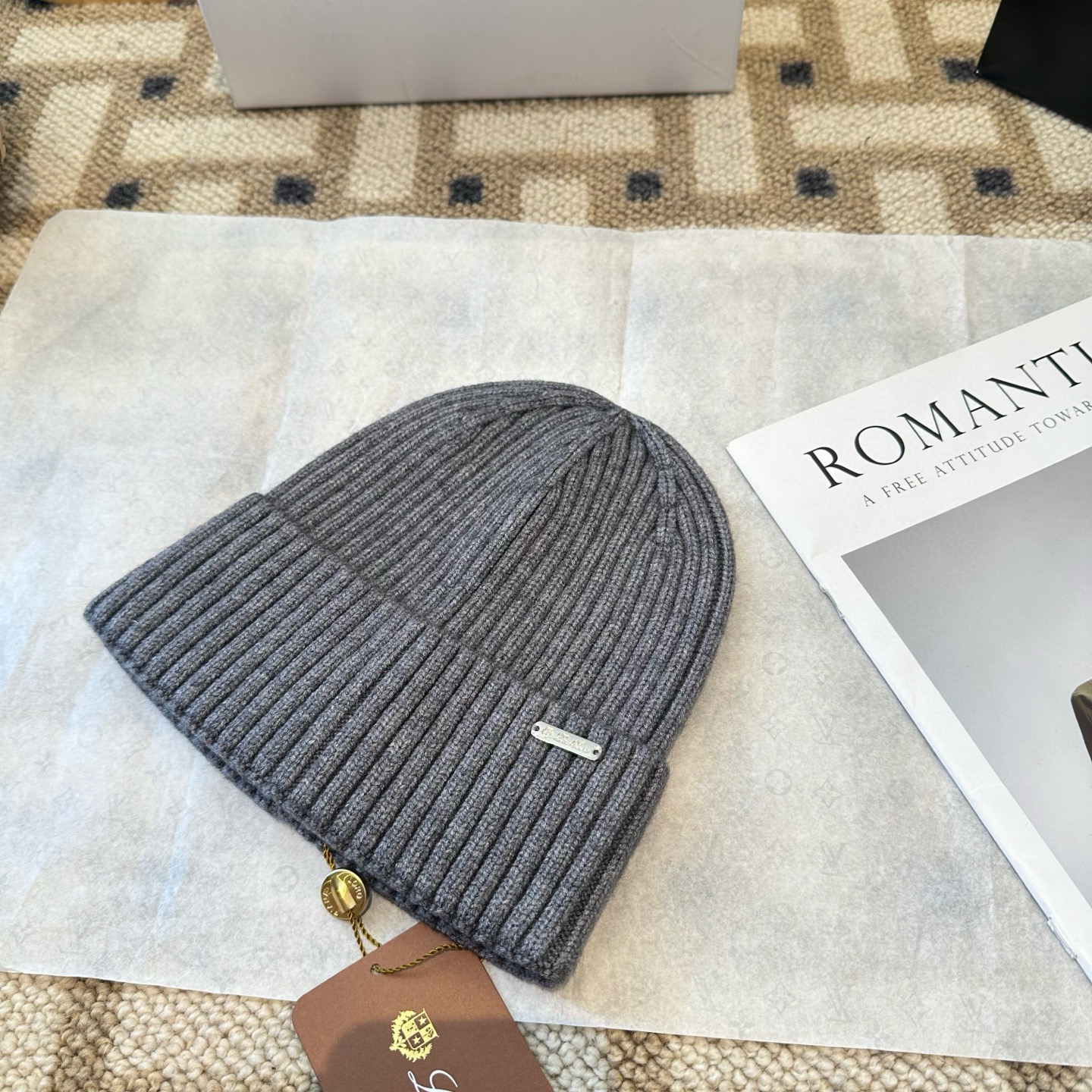 Loro Piana 로로피아나 클래식 골지 비니 모자 2