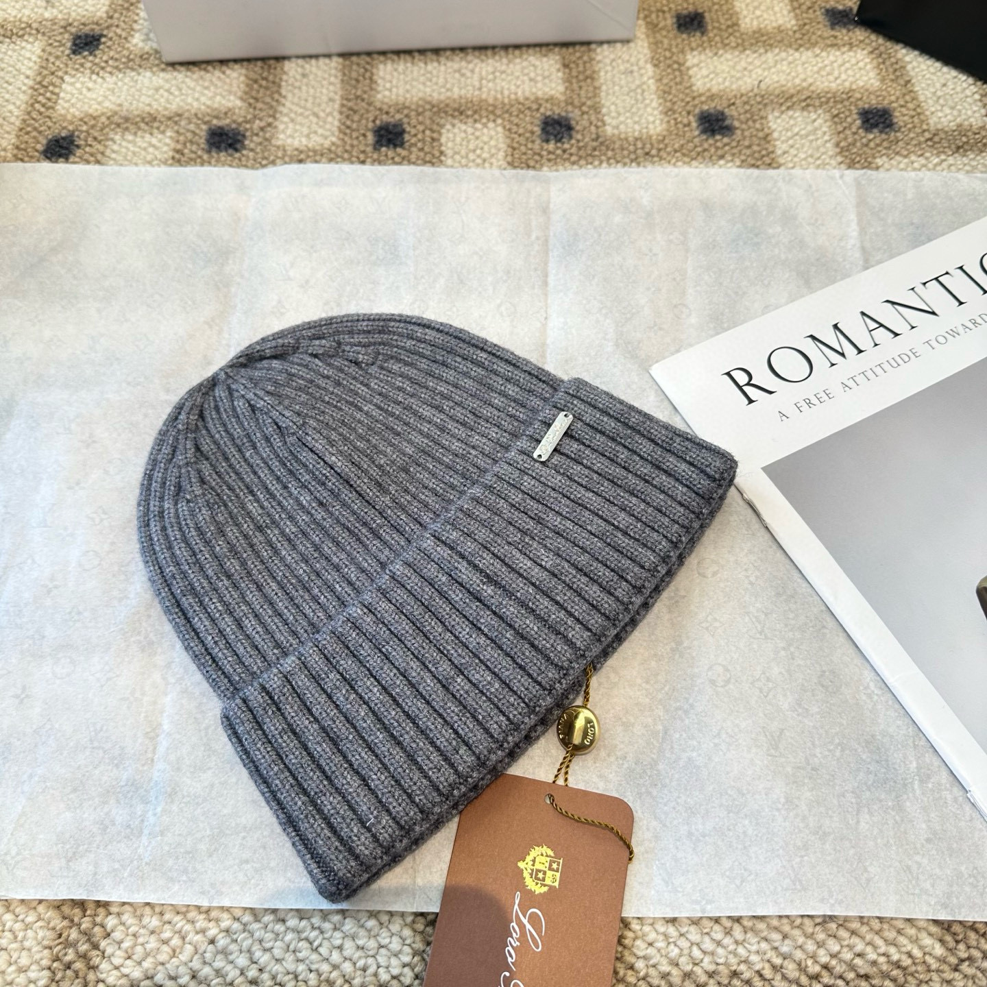 Loro Piana 로로피아나 클래식 골지 비니 모자 3