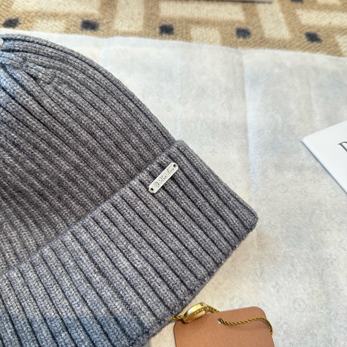 Loro Piana 로로피아나 클래식 골지 비니 모자 5