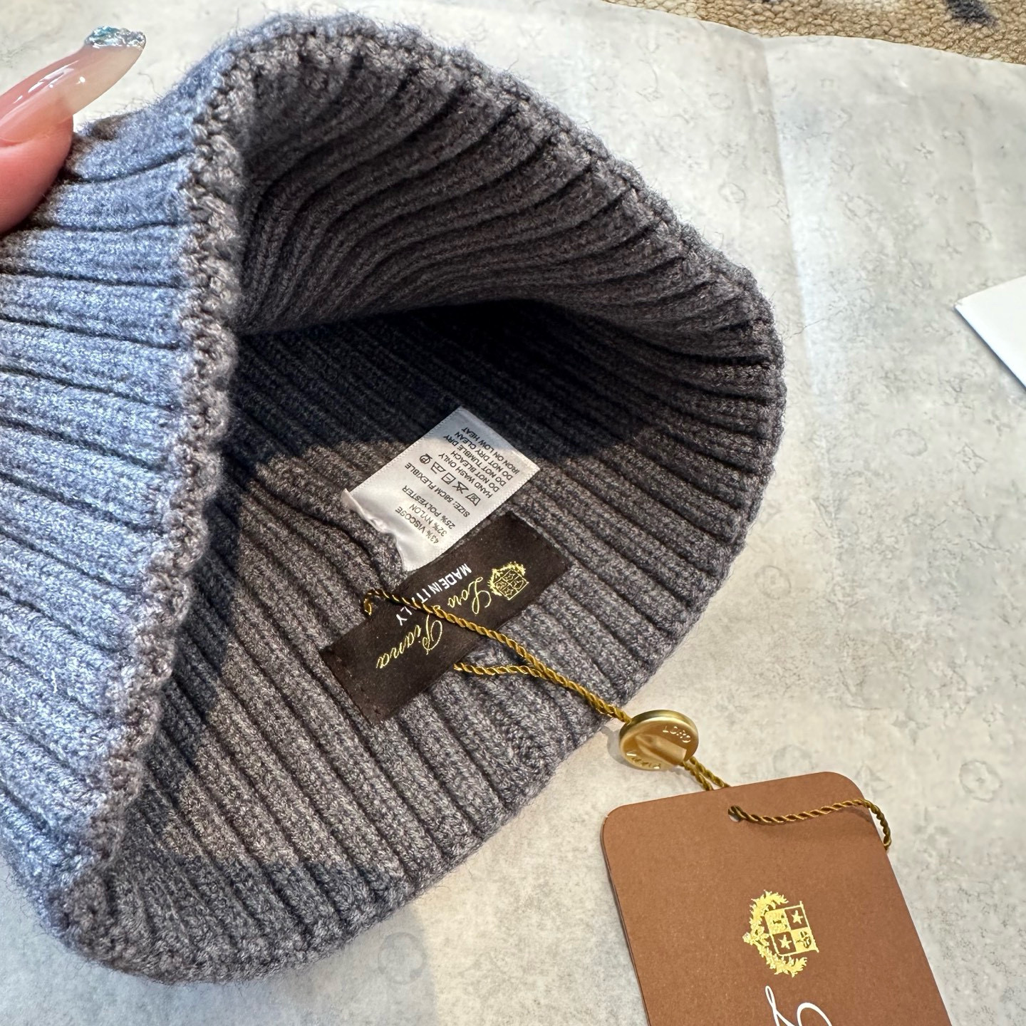 Loro Piana 로로피아나 클래식 골지 비니 모자 6