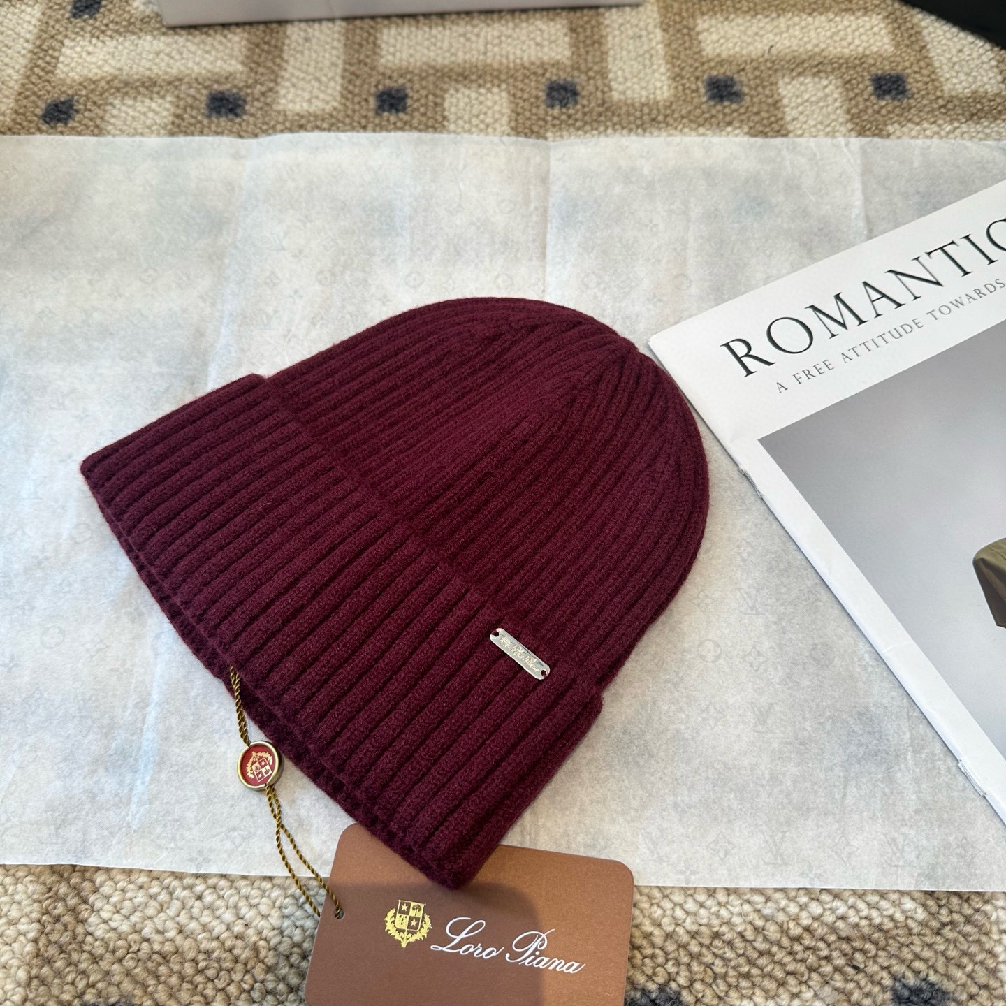 Loro Piana 로로피아나 골지 니트 비니 와인 2