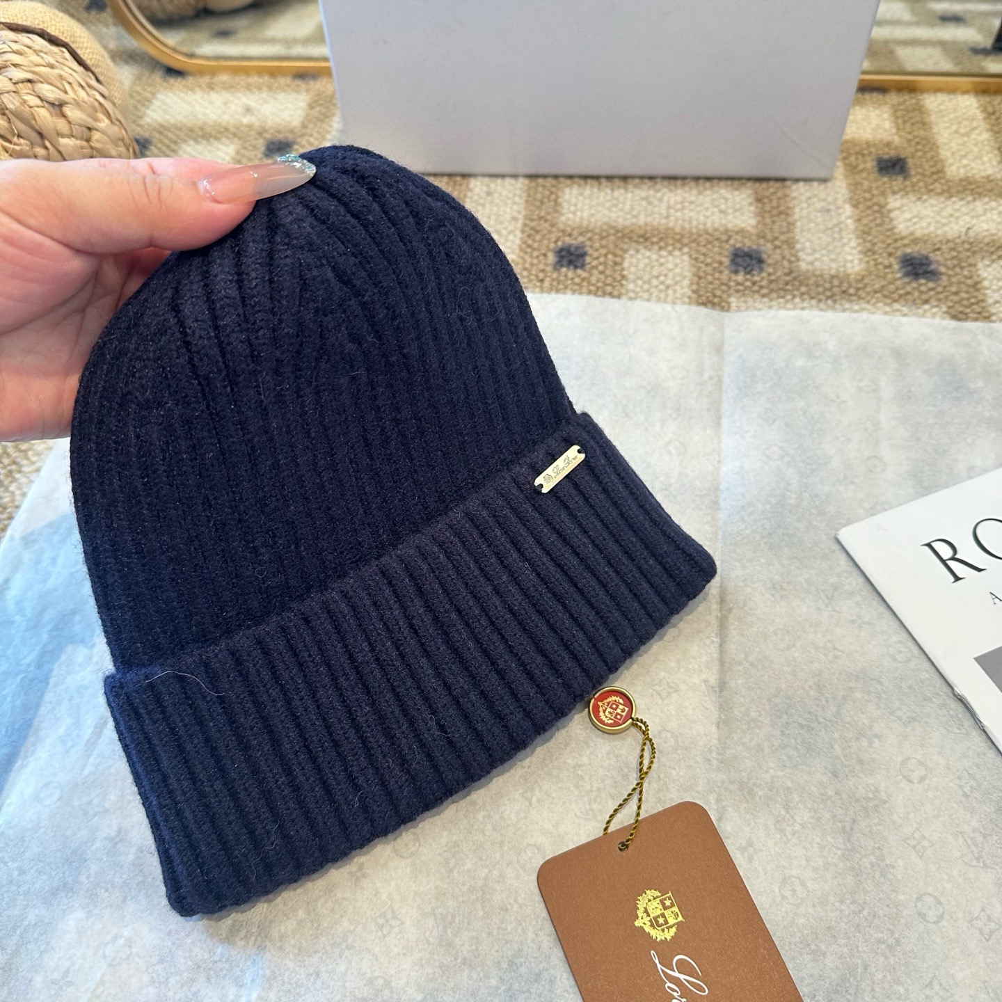 Loro Piana 로로피아나 골지 니트 비니 모자 4