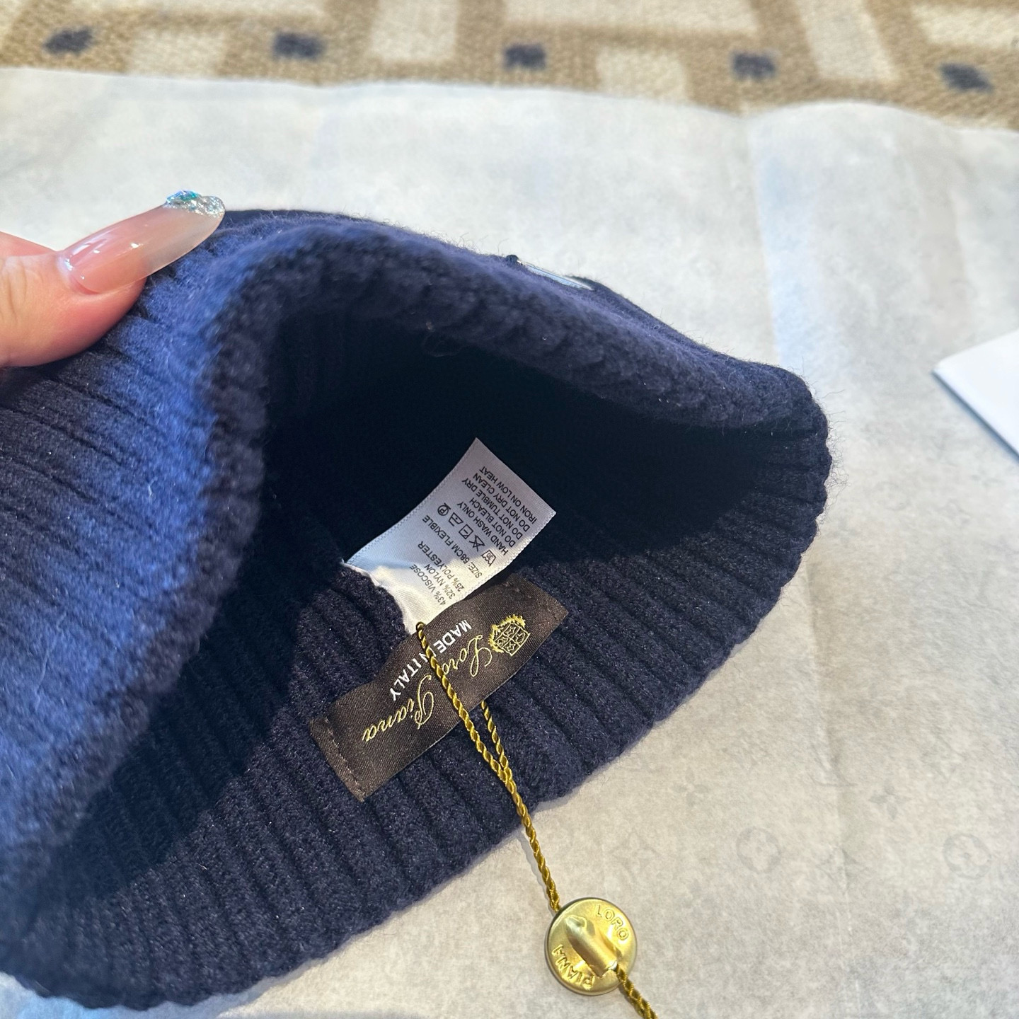 Loro Piana 로로피아나 골지 니트 비니 모자 5