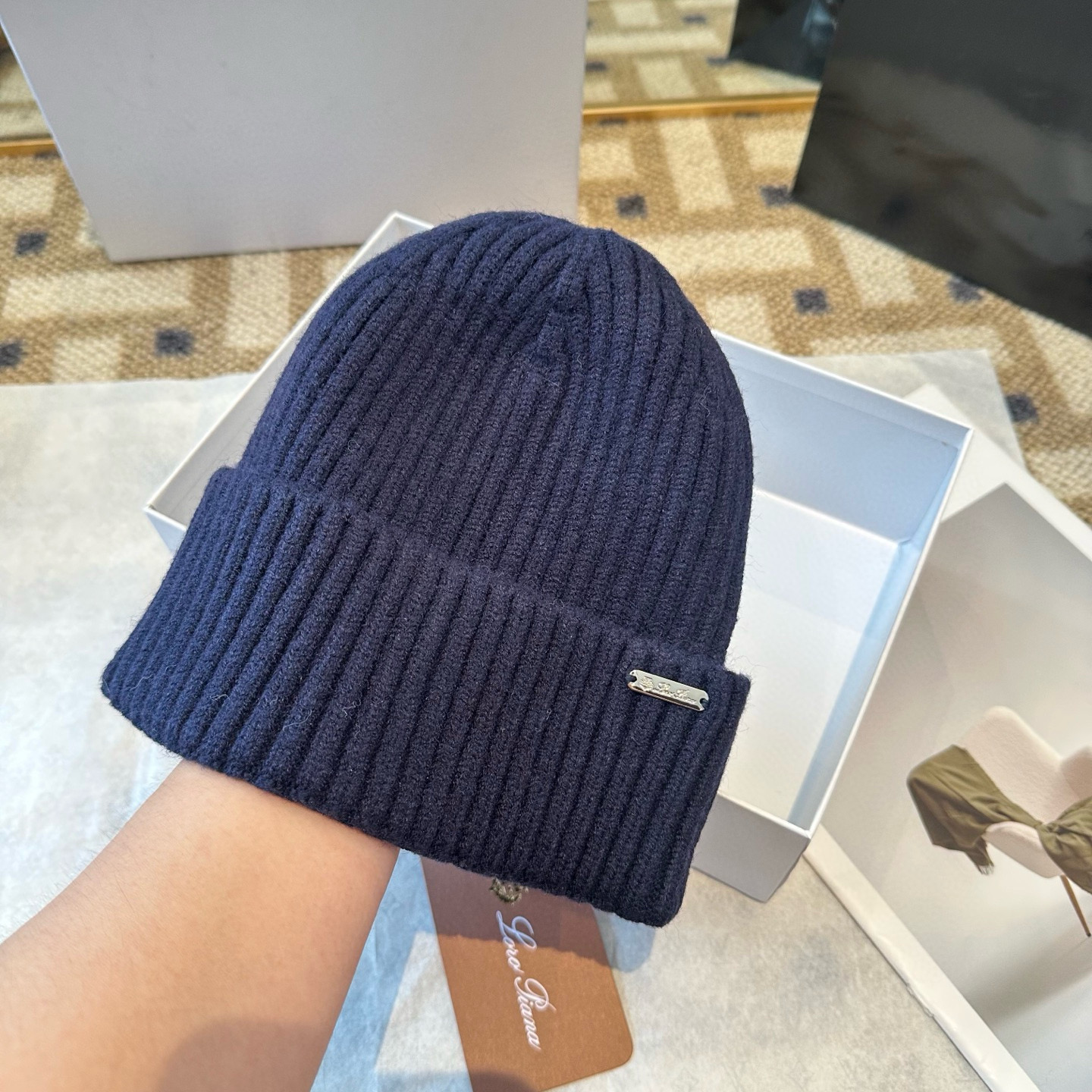 Loro Piana 로로피아나 골지 니트 비니 모자 9