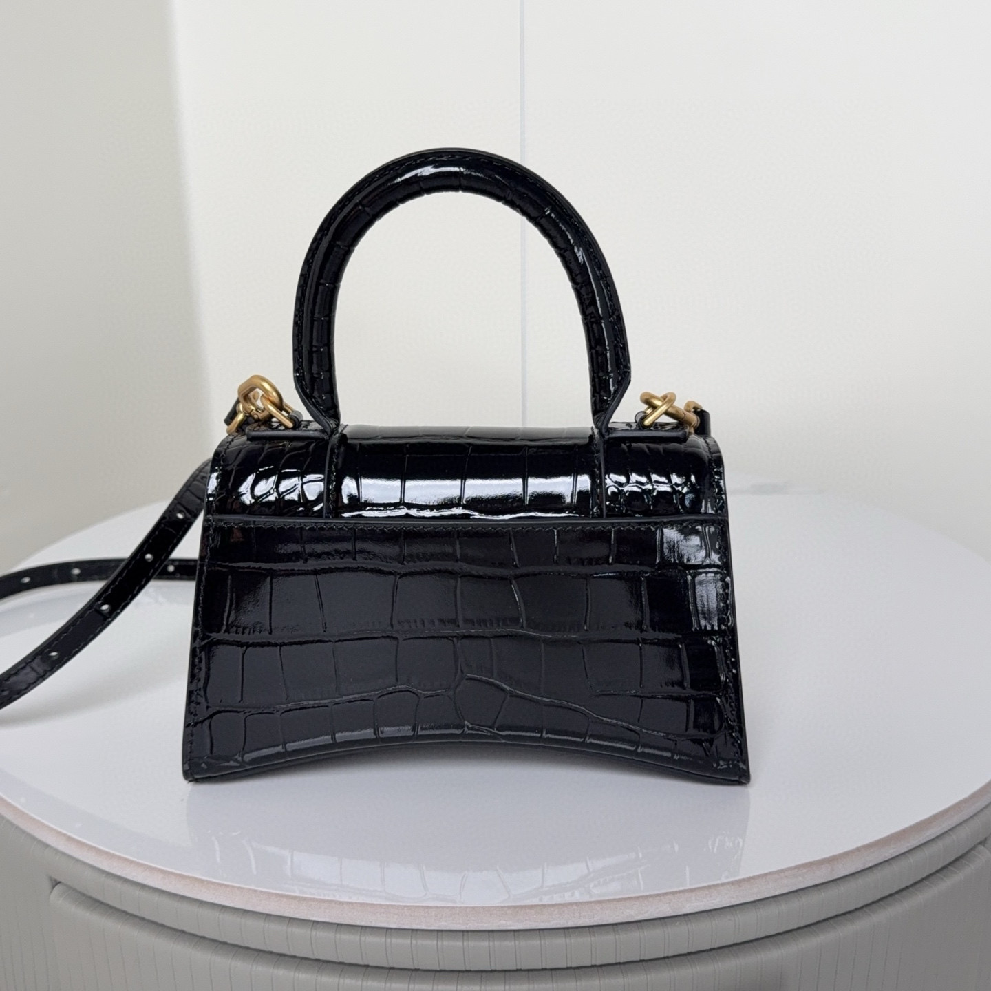 Balenciaga 발렌시아가 바자르 크로커다일 엠보 블랙 탑핸들 백 XS 2