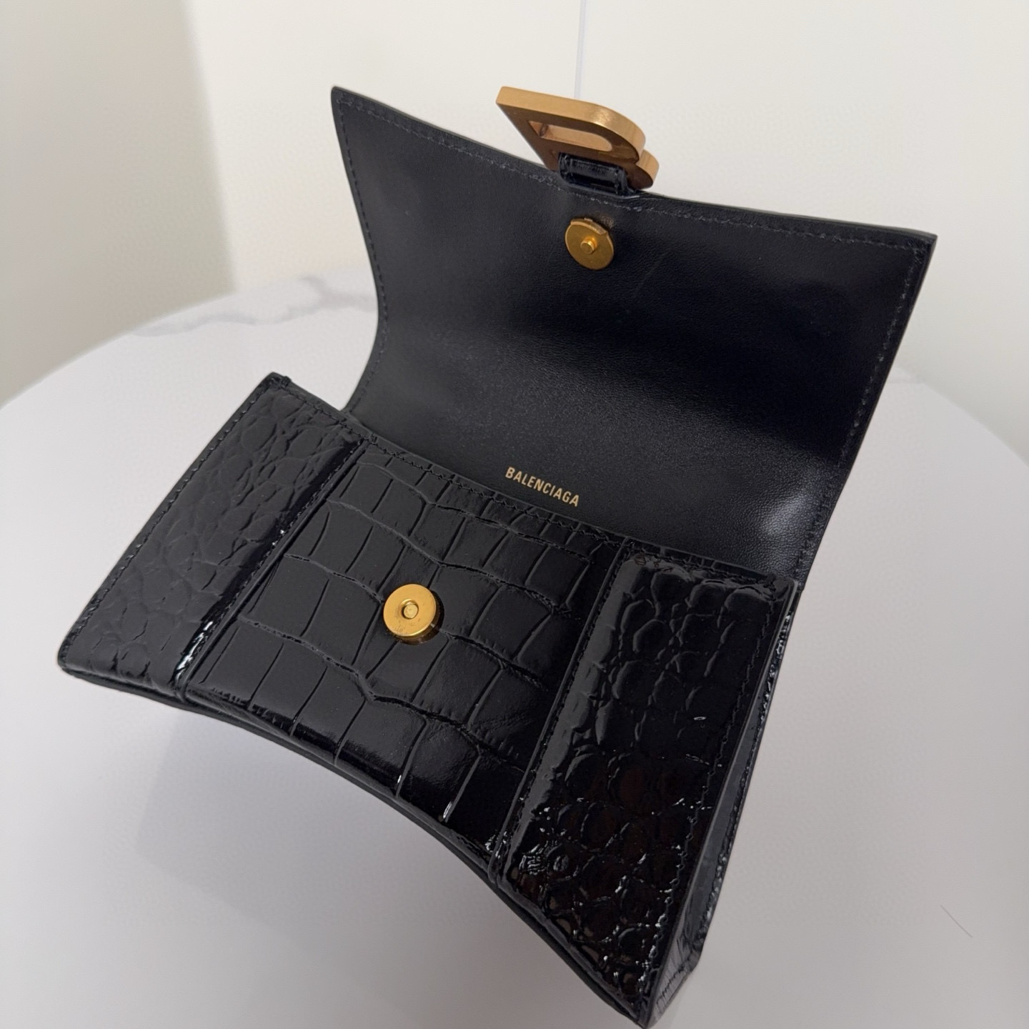 Balenciaga 발렌시아가 바자르 크로커다일 엠보 블랙 탑핸들 백 XS 8