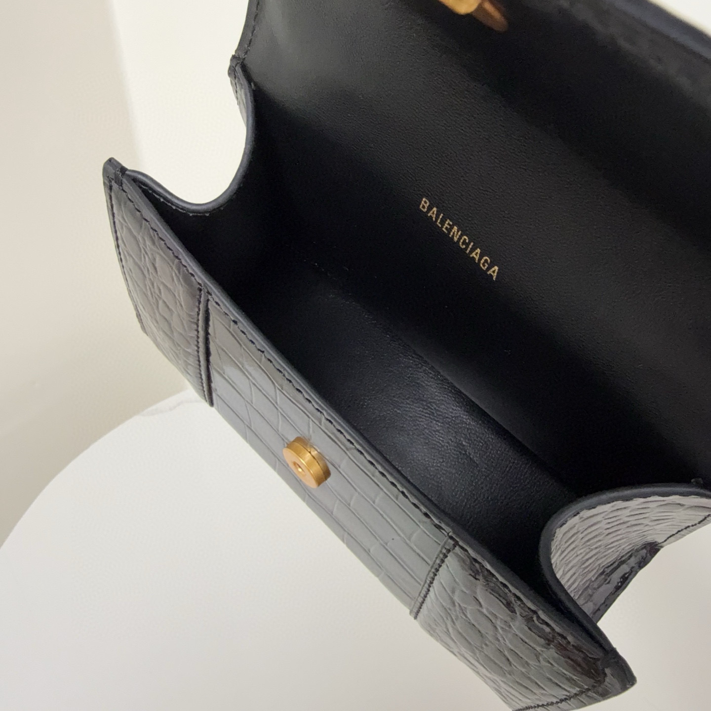 Balenciaga 발렌시아가 바자르 크로커다일 엠보 블랙 탑핸들 백 XS 9