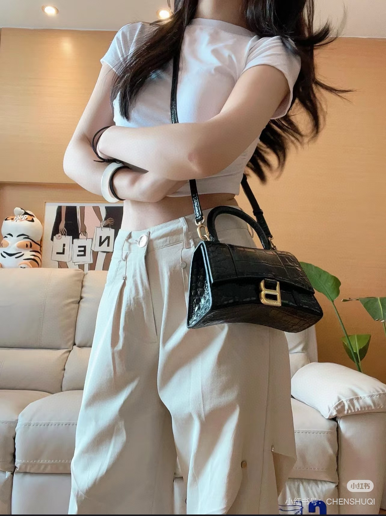 Balenciaga 발렌시아가 바자르 크로커다일 엠보 블랙 탑핸들 백 XS 11