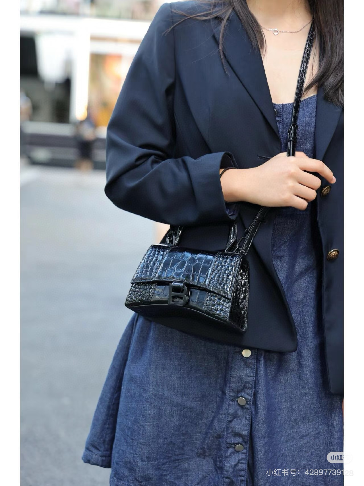 Balenciaga 발렌시아가 바자르 크로커다일 엠보 블랙 탑핸들 백 XS 19