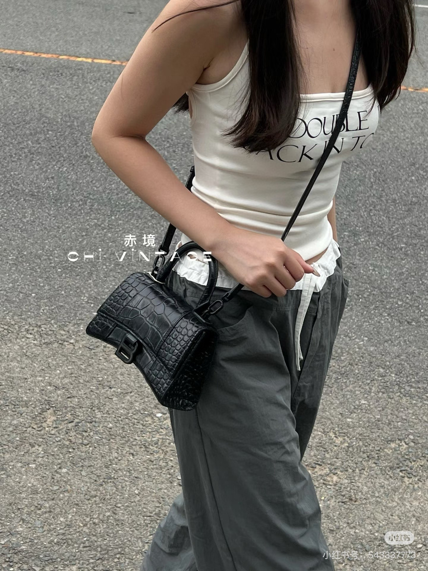 Balenciaga 발렌시아가 바렌시아가 크로커다일 엠보 블랙 아워글래스 탑핸들백 S 7