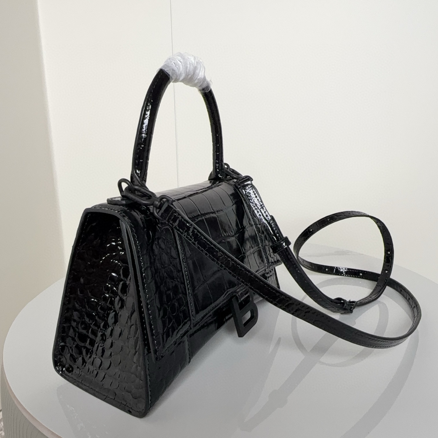 Balenciaga 발렌시아가 바렌시아가 크로커다일 엠보 블랙 아워글래스 탑핸들백 S 13