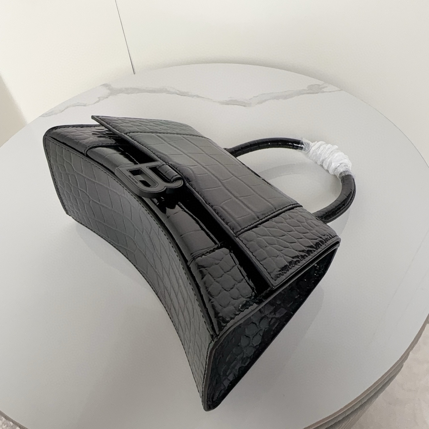 Balenciaga 발렌시아가 바렌시아가 크로커다일 엠보 블랙 아워글래스 탑핸들백 S 14