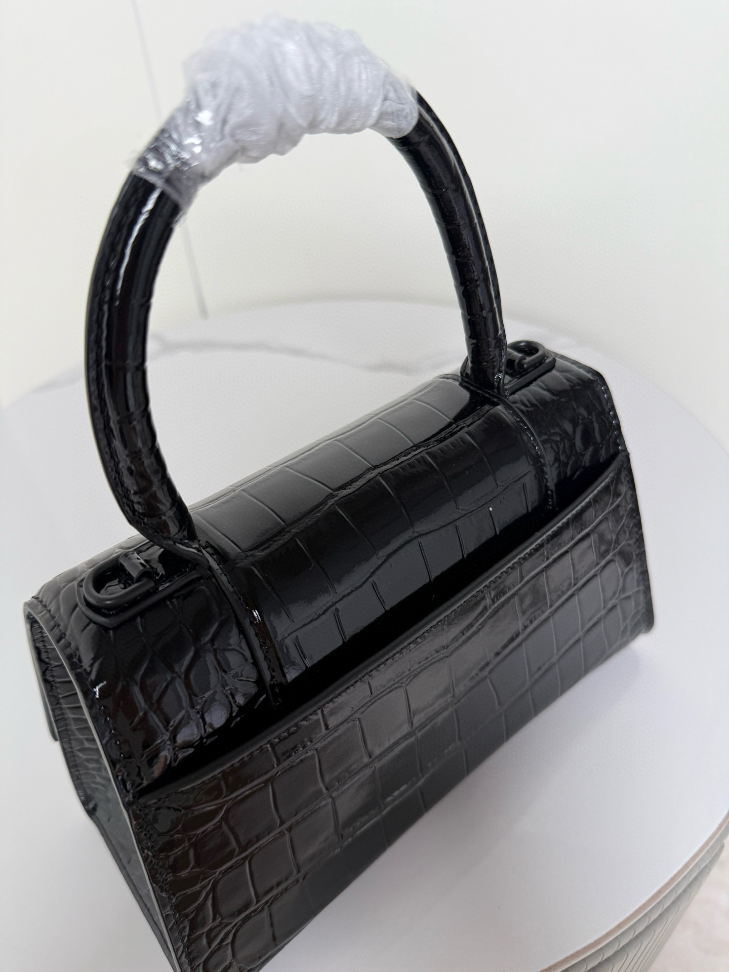 Balenciaga 발렌시아가 바렌시아가 크로커다일 엠보 블랙 아워글래스 탑핸들백 S 15