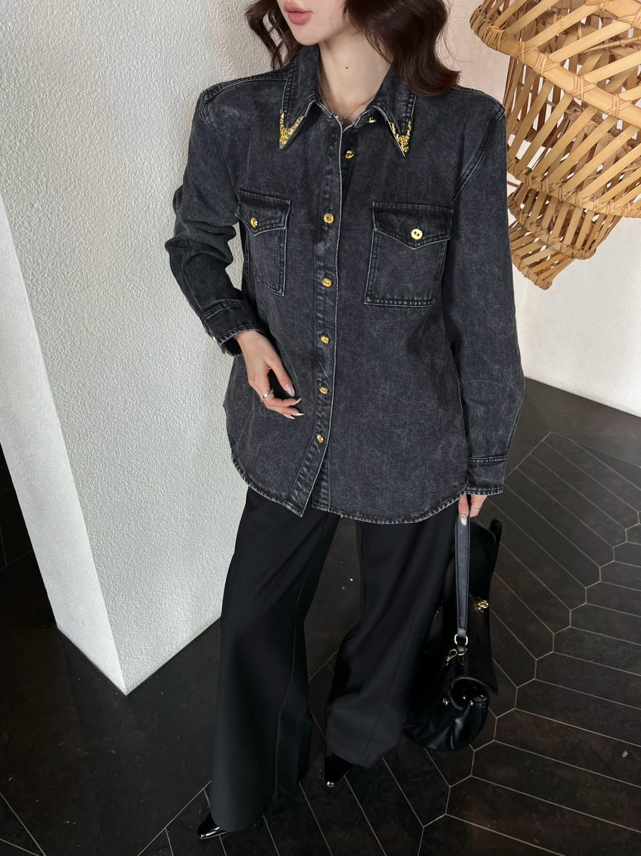 Sch 2025 빈티지 워싱 데님 셔츠 2