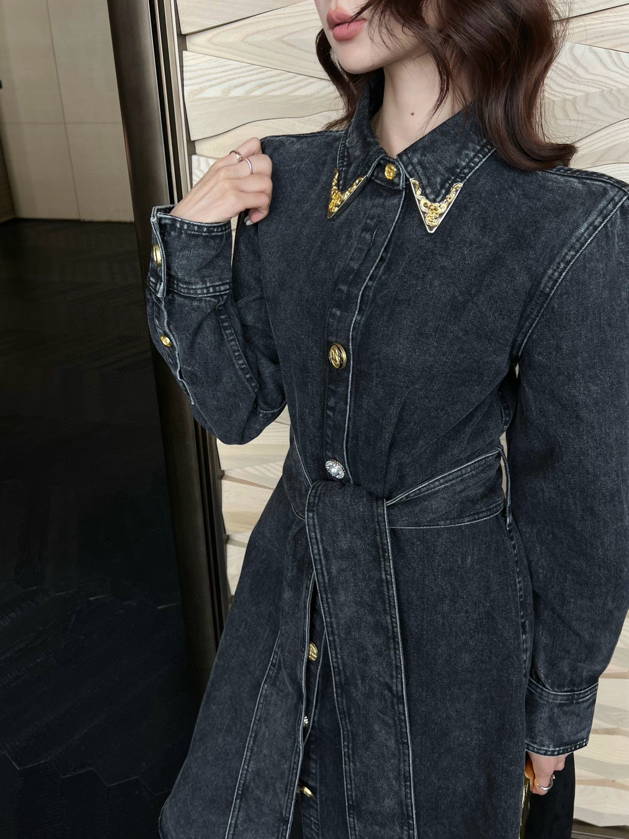 Sch 2025 데님 벨트 셔츠 원피스 4