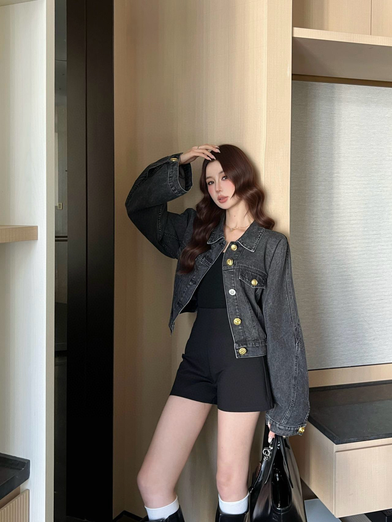 Sch 2025 와이드 슬리브 크롭 데님 자켓 1