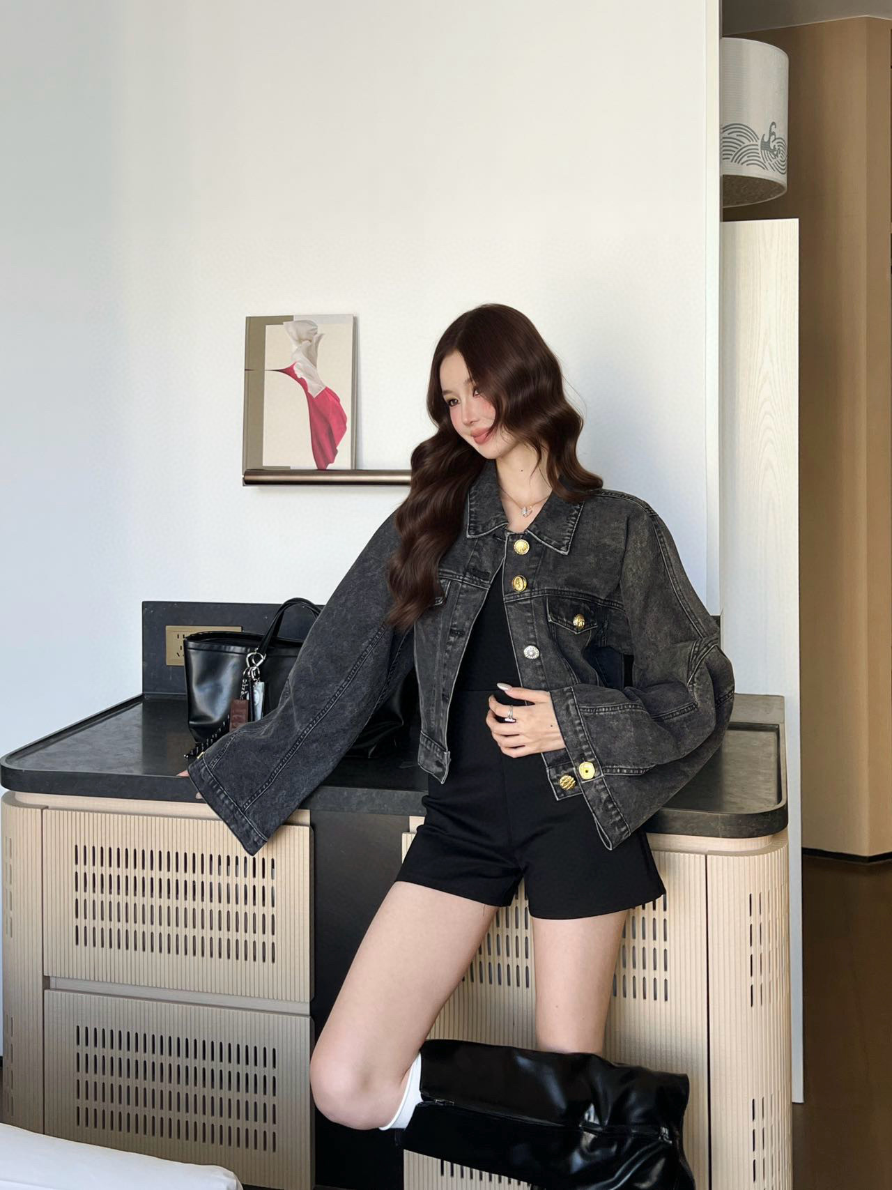 Sch 2025 와이드 슬리브 크롭 데님 자켓 5