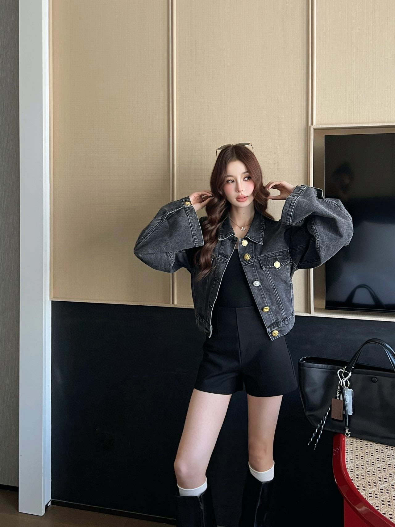 Sch 2025 와이드 슬리브 크롭 데님 자켓 6