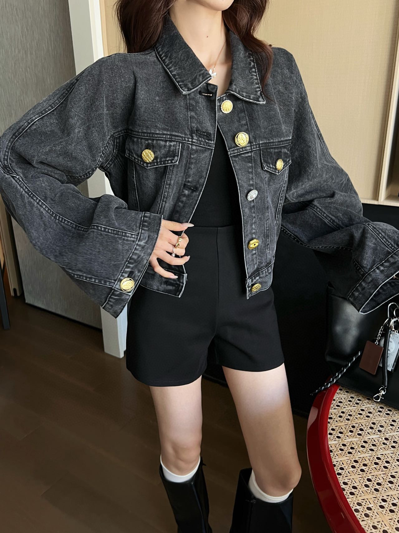 Sch 2025 와이드 슬리브 크롭 데님 자켓 7